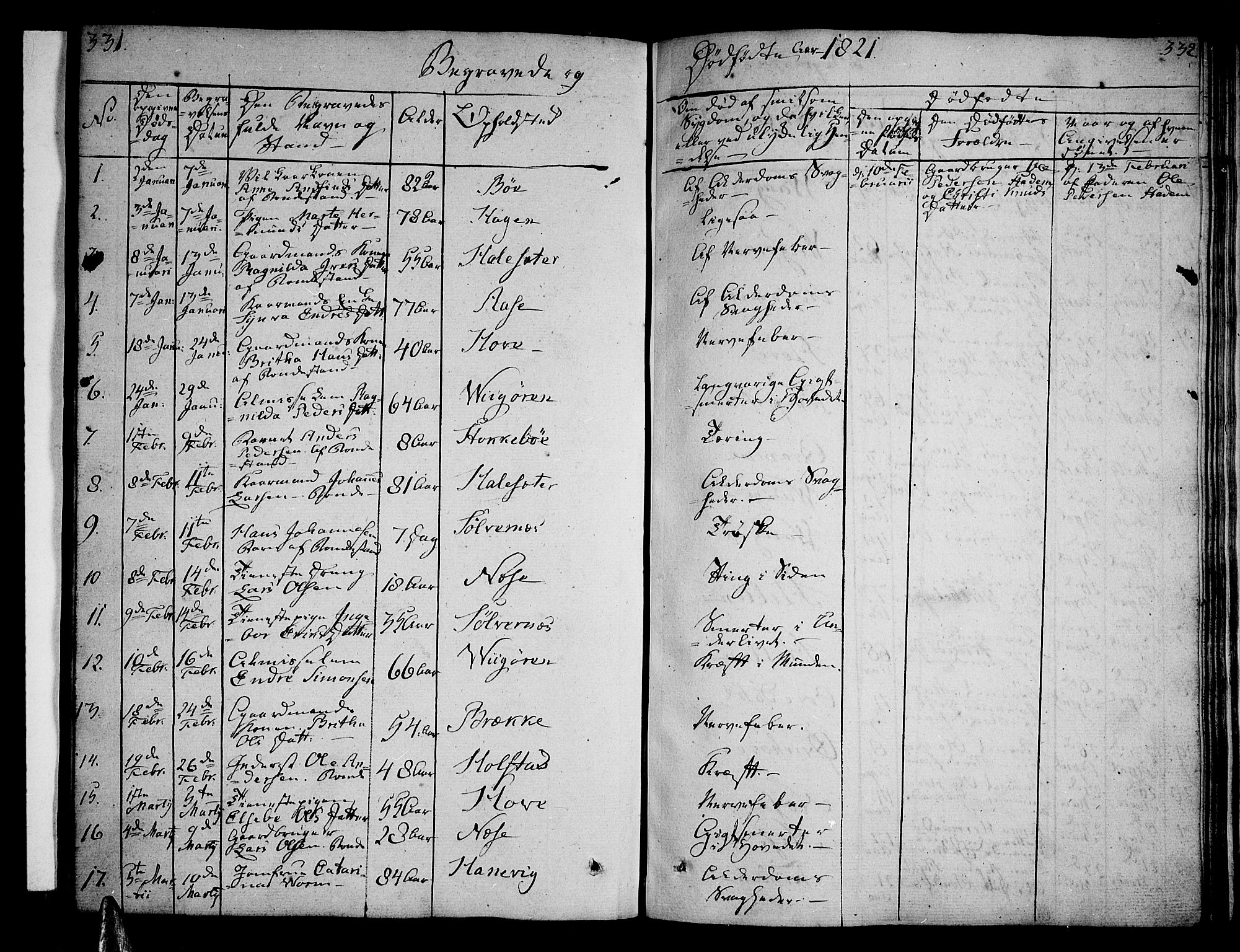 Vik sokneprestembete, AV/SAB-A-81501/H/Haa/Haaa/L0006: Parish register (official) no. A 6, 1821-1831, p. 331-332