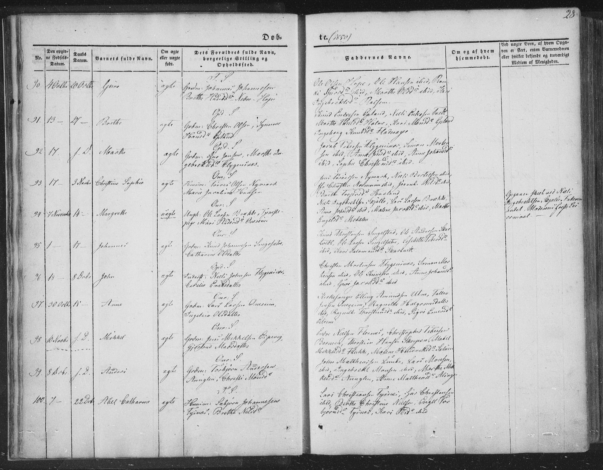 Tysnes sokneprestembete, AV/SAB-A-78601/H/Haa: Parish register (official) no. A 10, 1848-1859, p. 28