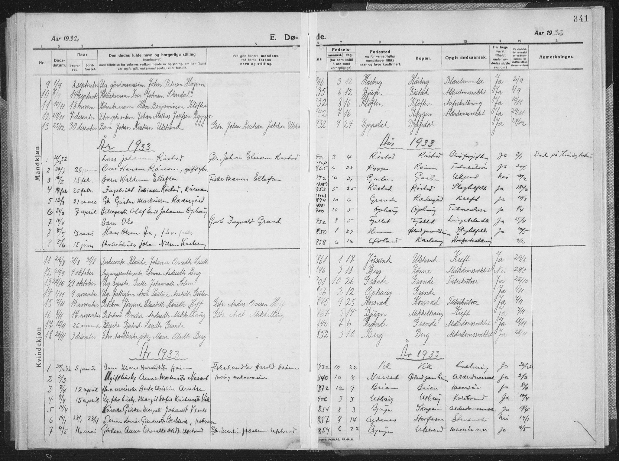 Ministerialprotokoller, klokkerbøker og fødselsregistre - Sør-Trøndelag, SAT/A-1456/659/L0747: Parish register (copy) no. 659C04, 1913-1938, p. 341