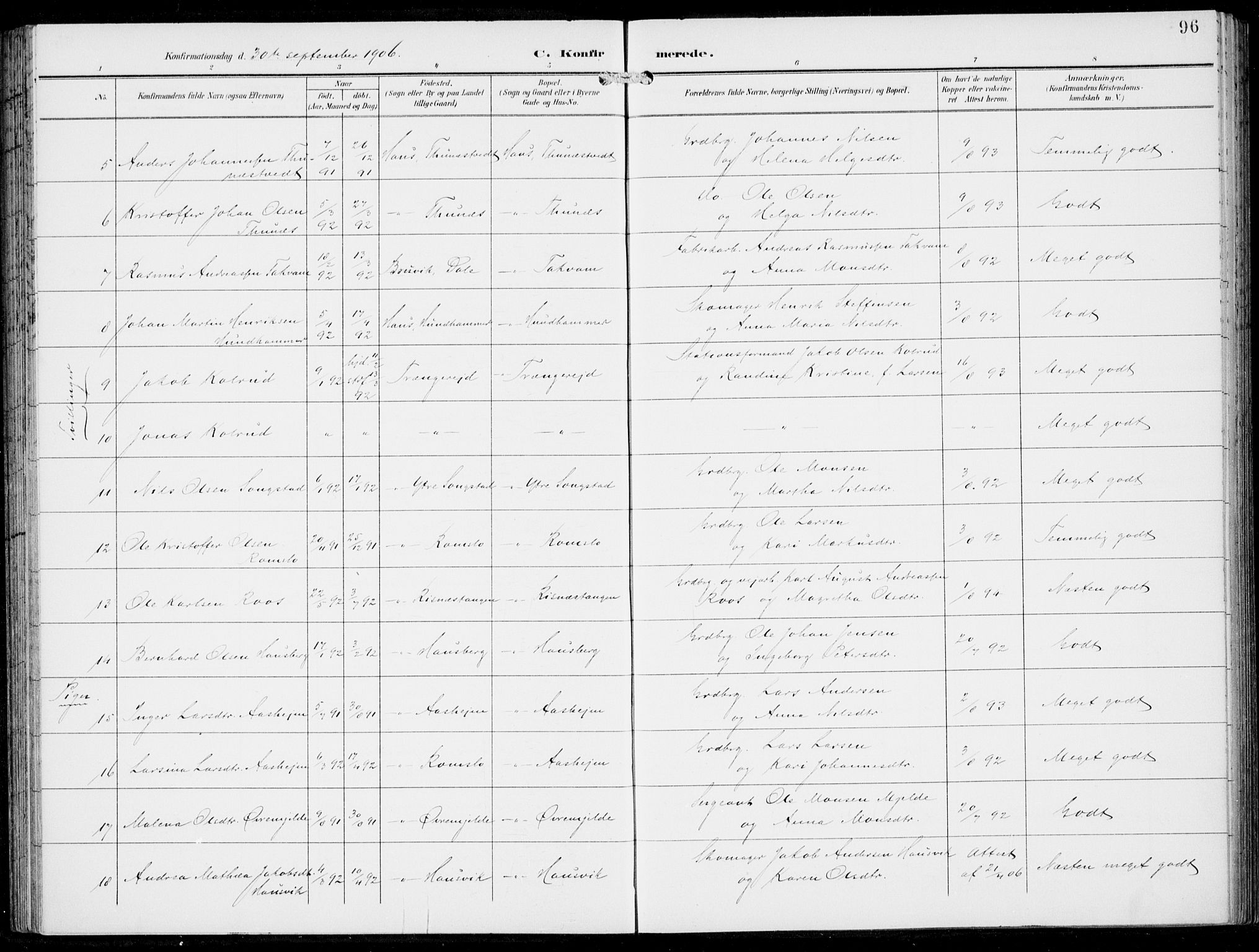 Haus sokneprestembete, SAB/A-75601/H/Haa: Parish register (official) no. B  2, 1899-1912, p. 96