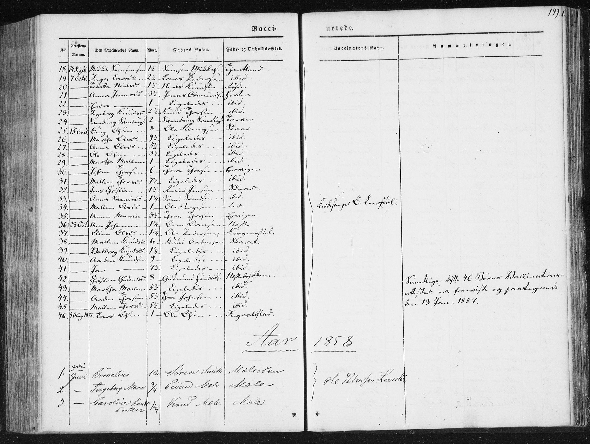 Hjelmeland sokneprestkontor, AV/SAST-A-101843/01/IV/L0008: Parish register (official) no. A 8, 1842-1861, p. 199