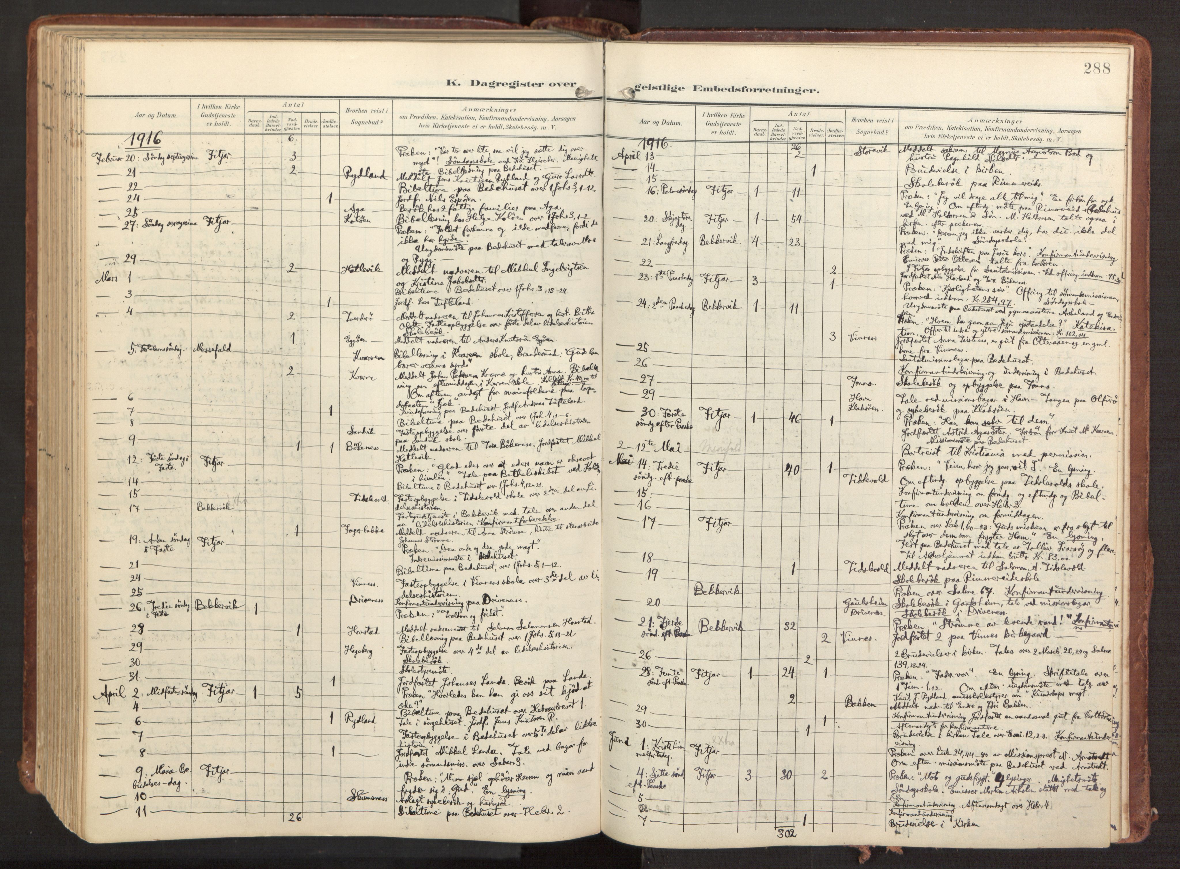 Fitjar sokneprestembete, AV/SAB-A-99926: Parish register (official) no. A 3, 1900-1918, p. 288