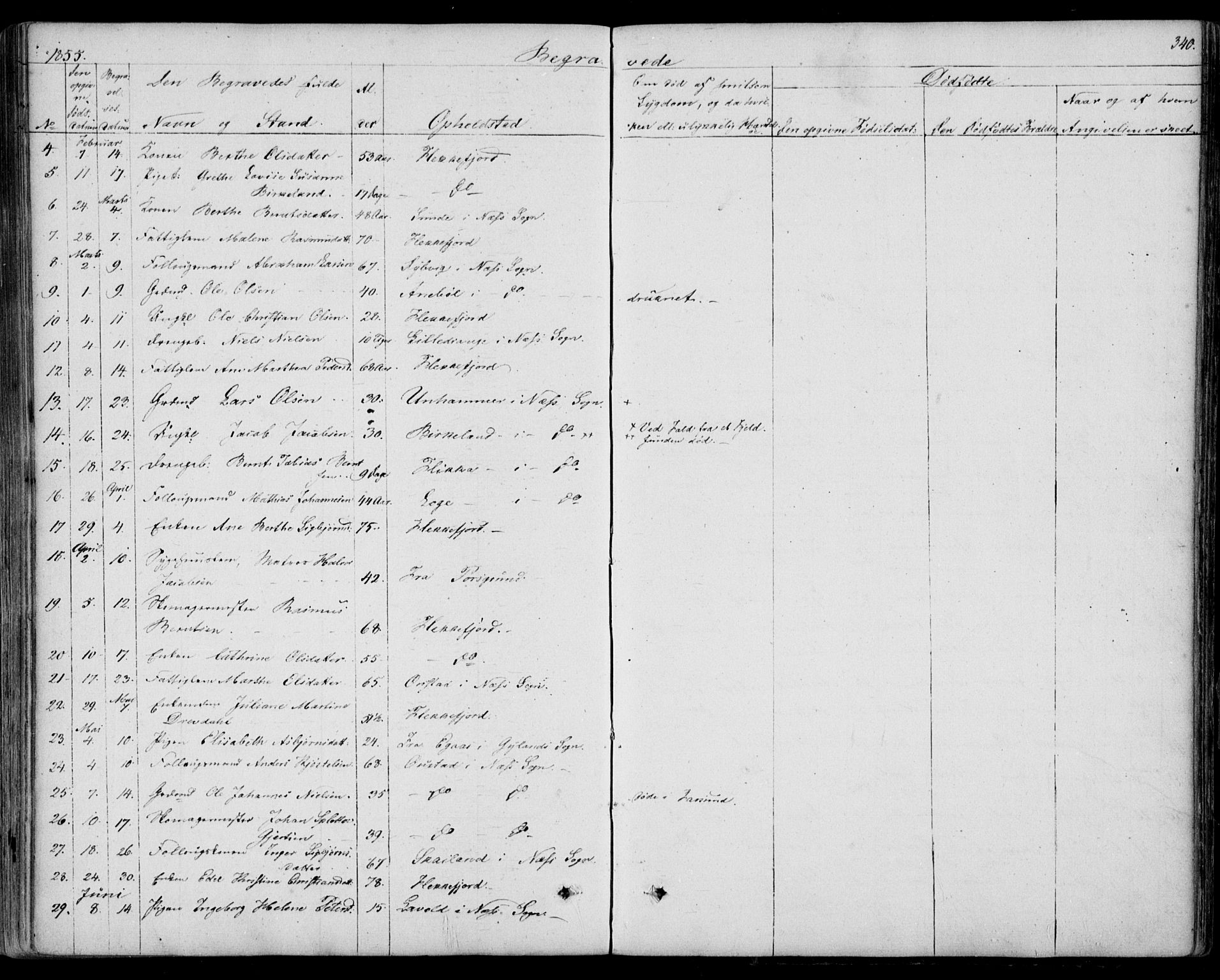 Flekkefjord sokneprestkontor, SAK/1111-0012/F/Fb/Fbc/L0005: Parish register (copy) no. B 5, 1846-1866, p. 340