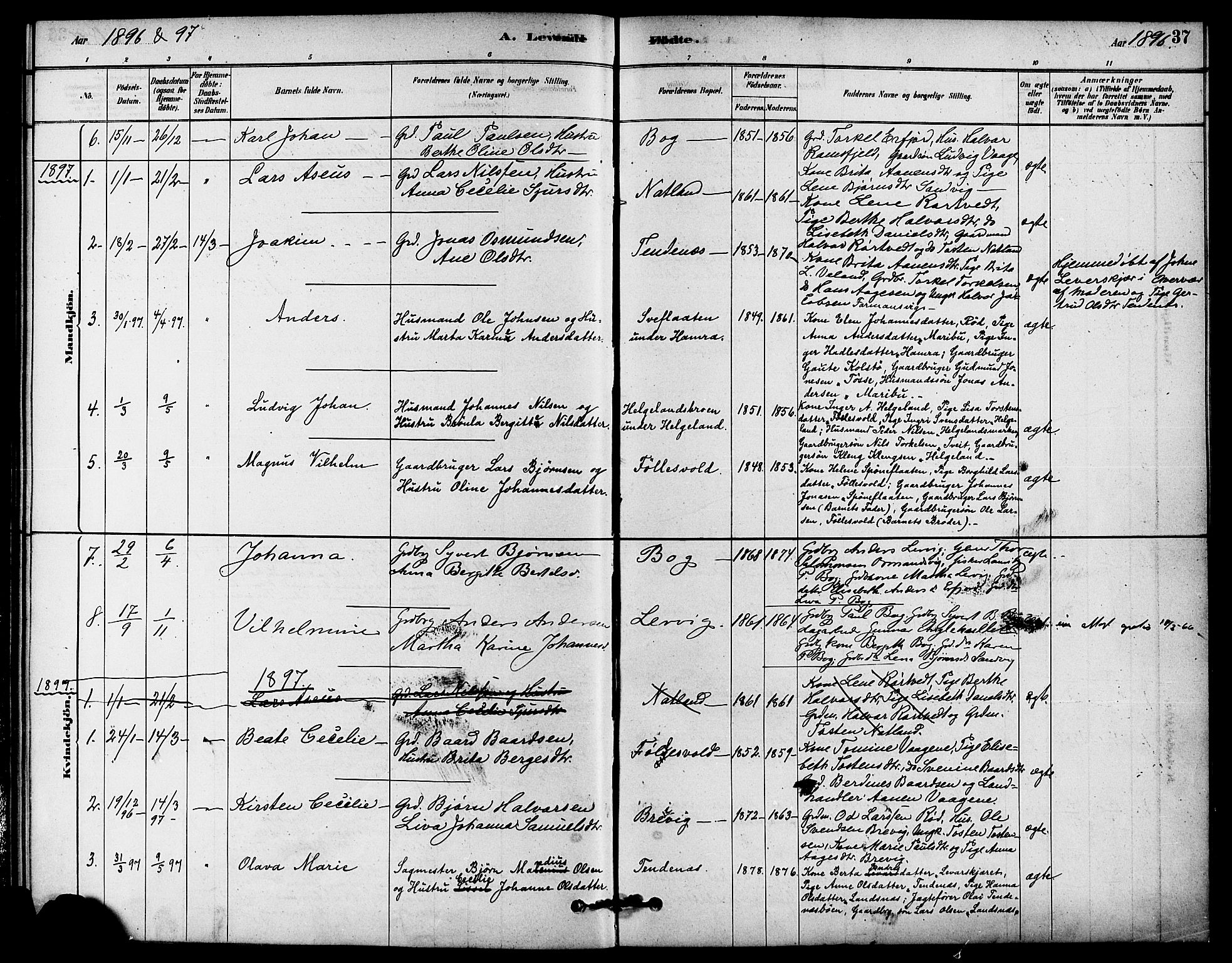 Jelsa sokneprestkontor, SAST/A-101842/01/IV: Parish register (official) no. A 9, 1878-1898, p. 37