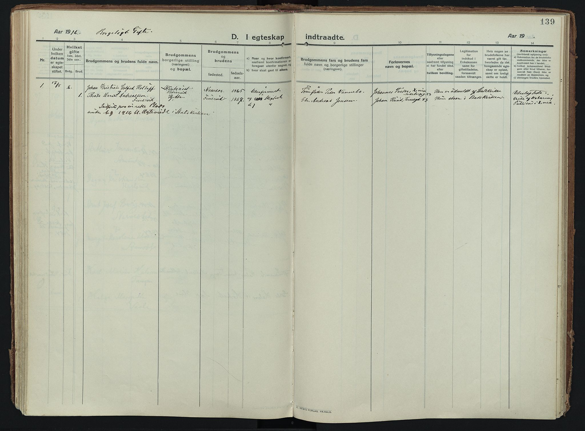 Skiptvet prestekontor Kirkebøker, SAO/A-20009/F/Fa/L0012: Parish register (official) no. 12, 1913-1924, p. 139