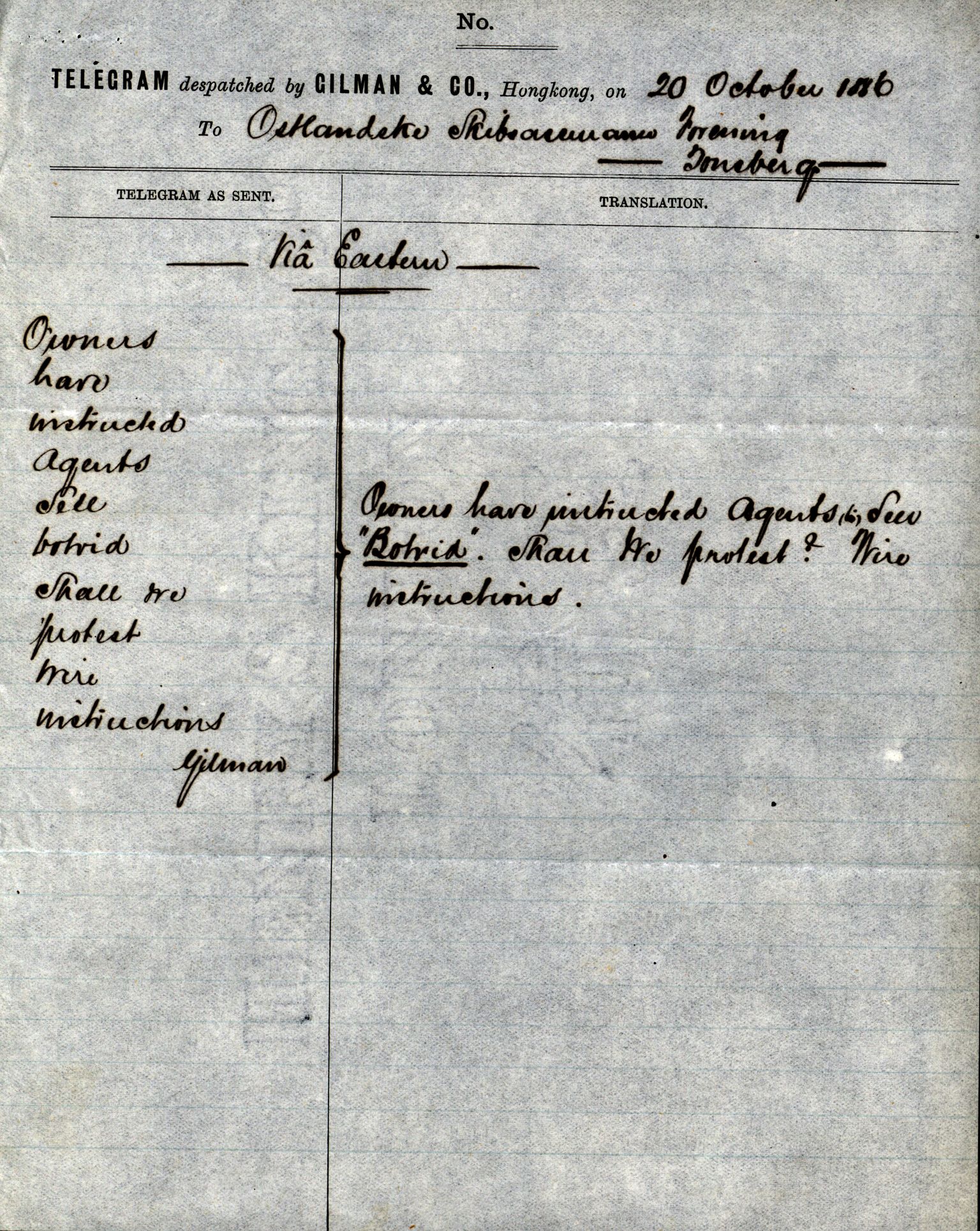 Pa 63 - Østlandske skibsassuranceforening, VEMU/A-1079/G/Ga/L0019/0010: Havaridokumenter / Victoria, Vigor, Cathrine, Brillant, Alvega, Rotvid, 1886, p. 47