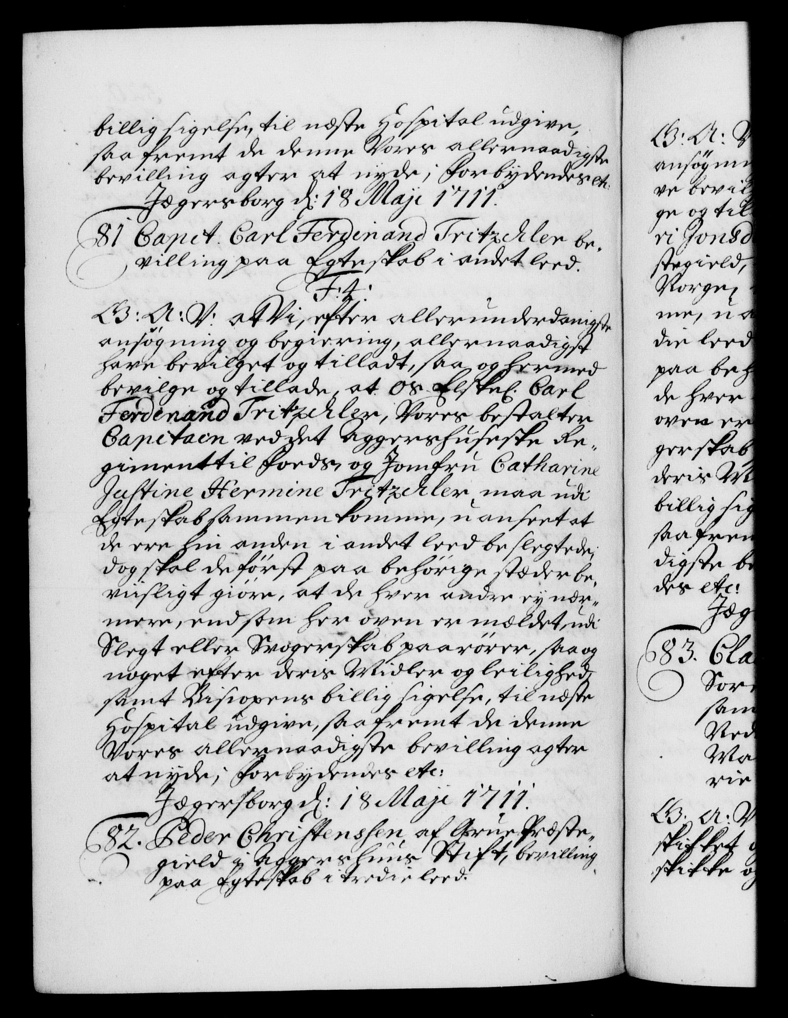 Danske Kanselli 1572-1799, AV/RA-EA-3023/F/Fc/Fca/Fcaa/L0020: Norske registre, 1708-1711, p. 520b