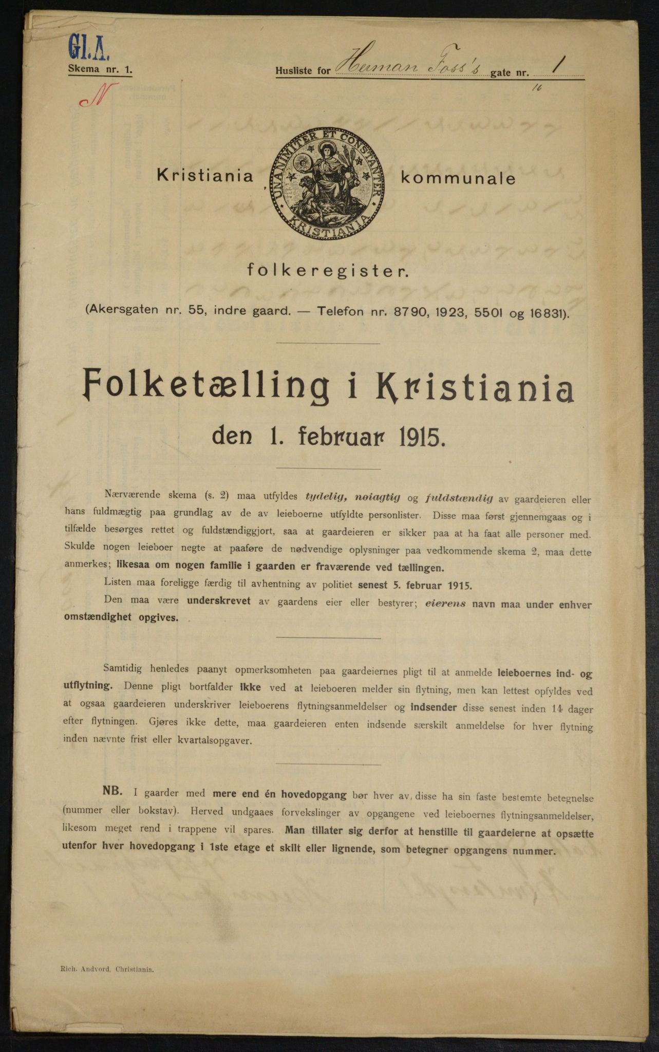 OBA, Municipal Census 1915 for Kristiania, 1915, p. 38129