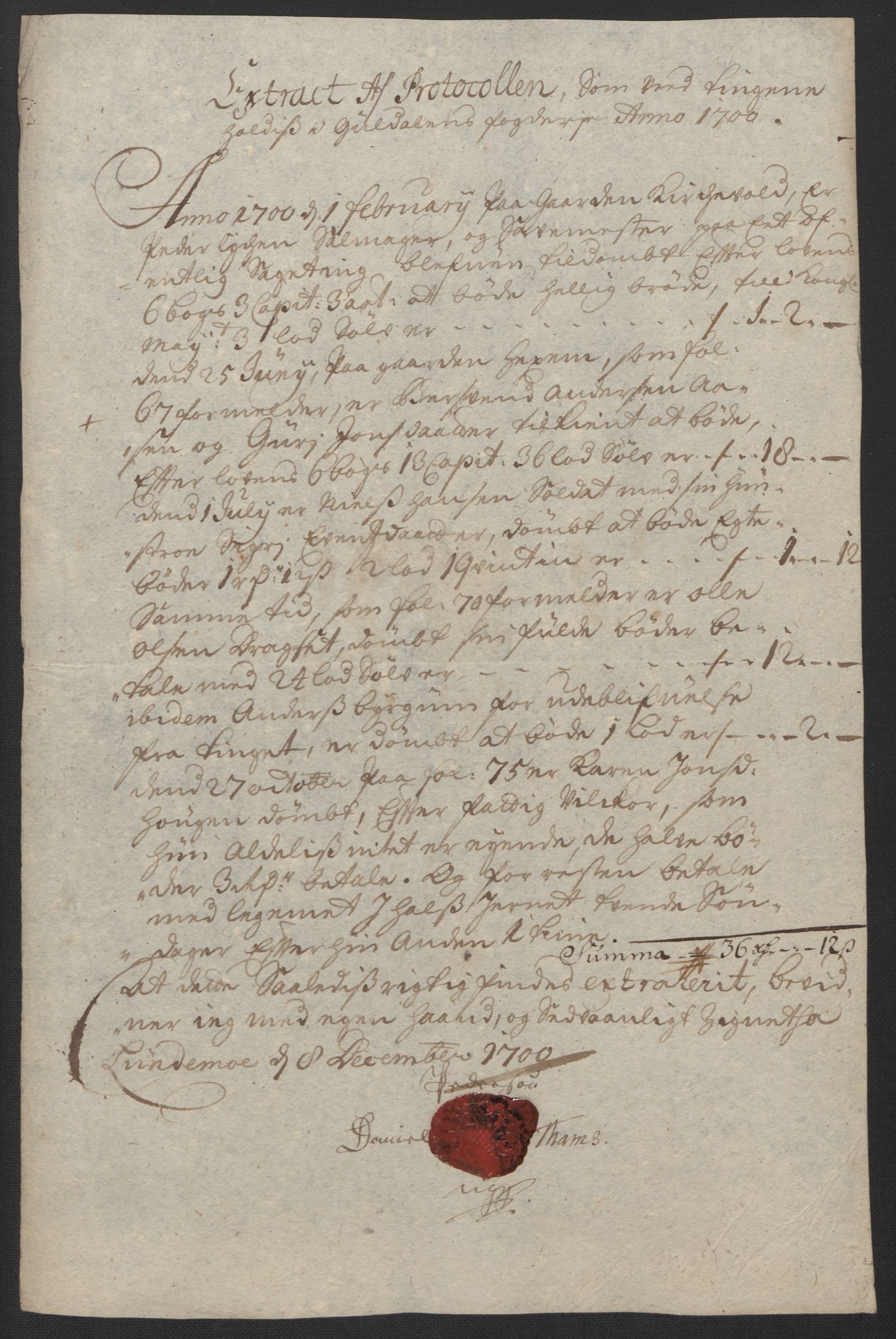 Rentekammeret inntil 1814, Reviderte regnskaper, Fogderegnskap, AV/RA-EA-4092/R60/L3950: Fogderegnskap Orkdal og Gauldal, 1700, p. 381