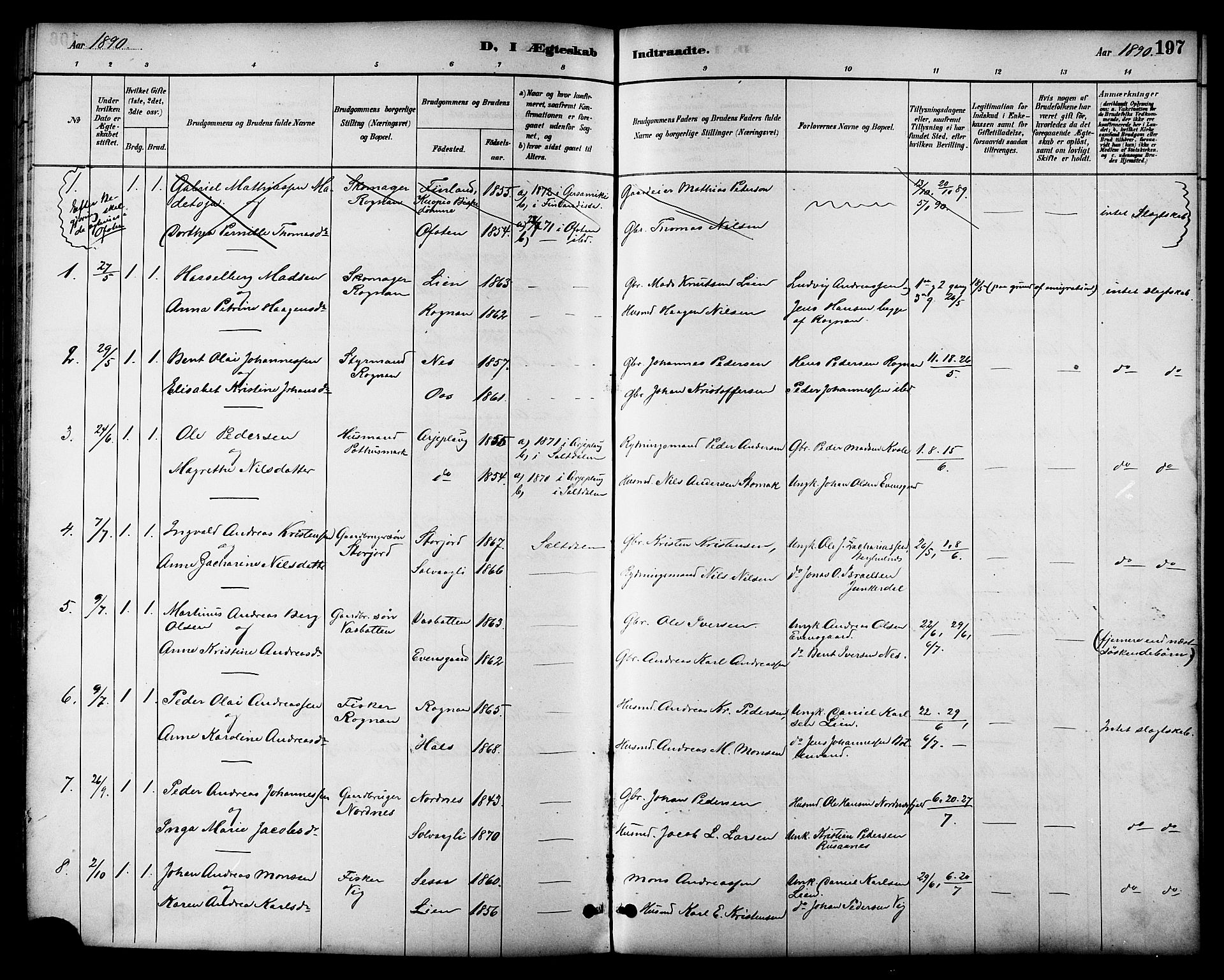 Ministerialprotokoller, klokkerbøker og fødselsregistre - Nordland, AV/SAT-A-1459/847/L0669: Parish register (official) no. 847A09, 1887-1901, p. 197