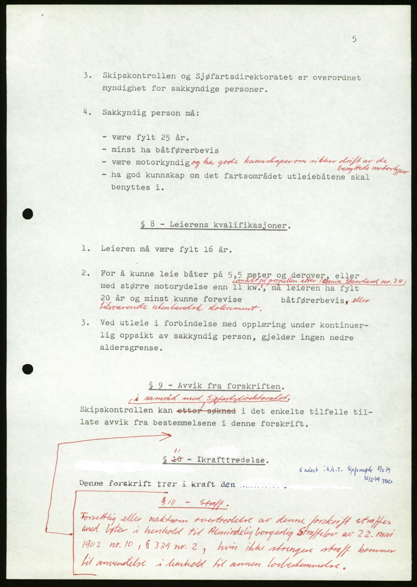 Sjøfartsdirektoratet med forløpere, generelt arkiv, AV/RA-S-1407/D/Du/Duc/L0642/0001: Skipskontrollen - Forskrifter / Forskrift om utleiebåter (2 mapper), 1978-1987, p. 297