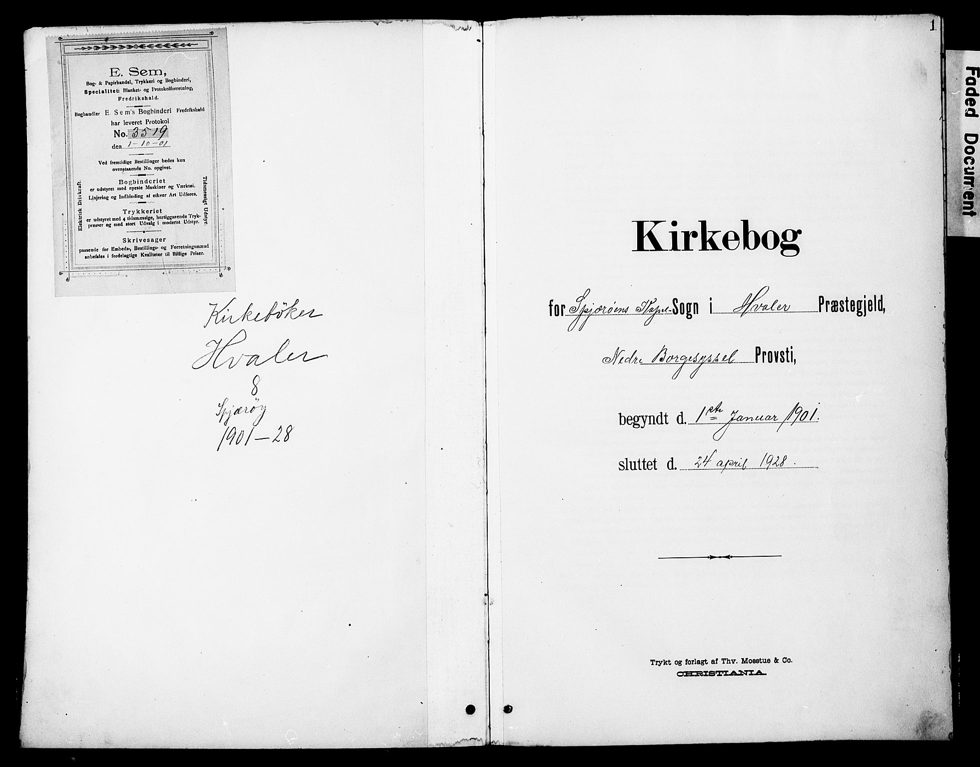Hvaler prestekontor Kirkebøker, SAO/A-2001/G/Gb/L0002: Parish register (copy) no. II 2, 1901-1928, p. 1
