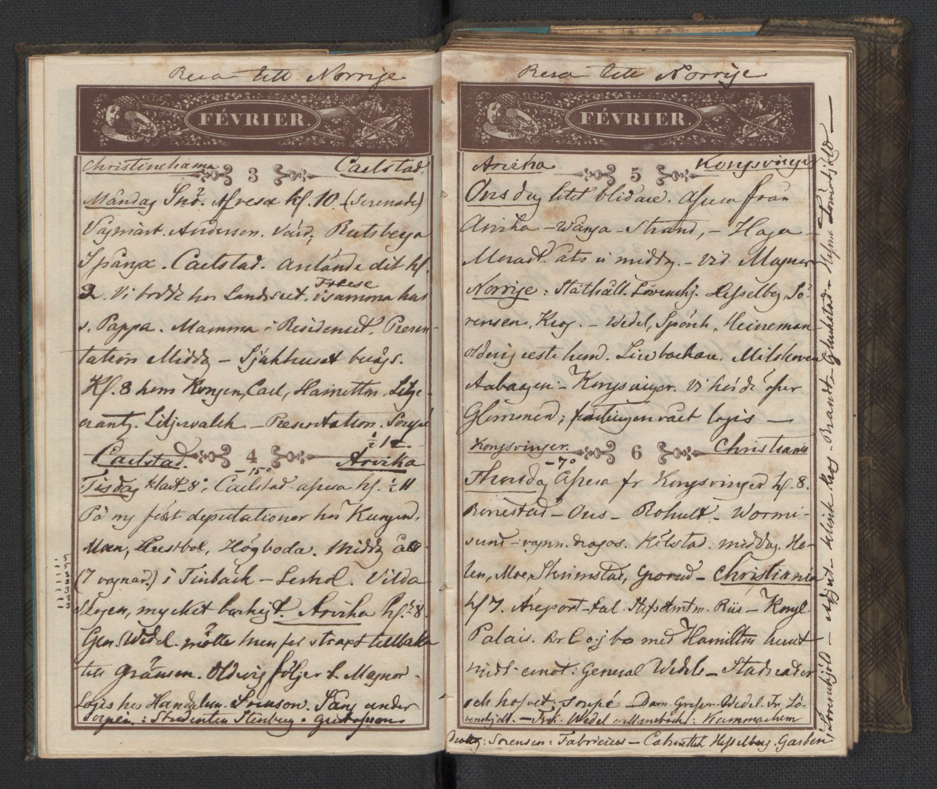 Bernadotte, RA/PA-0318/F/L0001/0002: Privat materiale fra Bernadottefamilien / Dagbok, 1845, p. 15