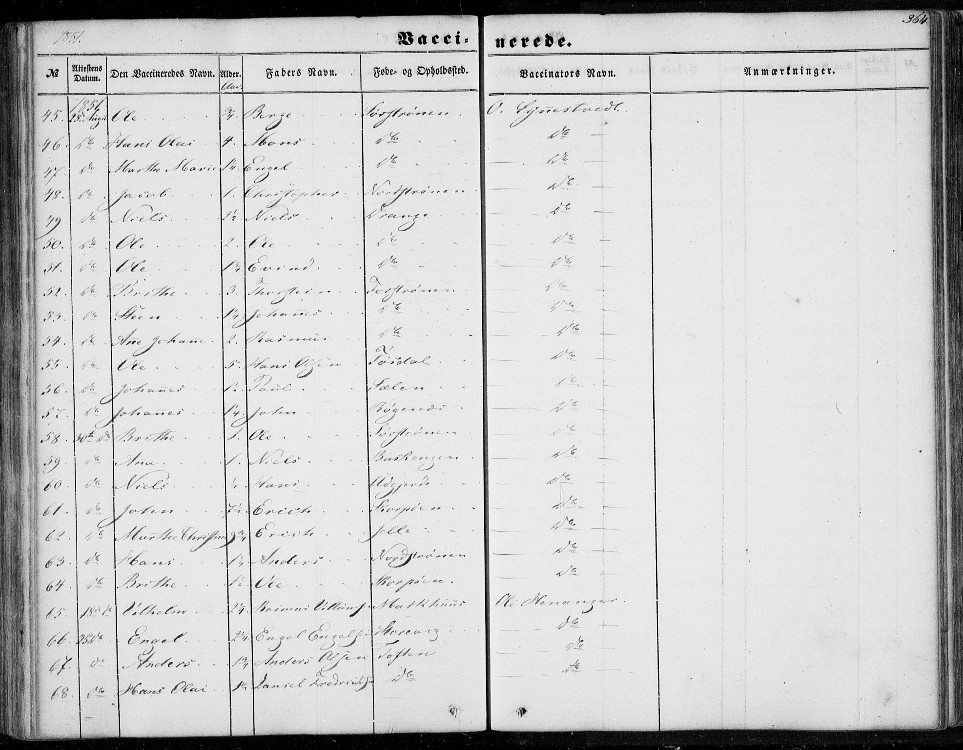 Os sokneprestembete, AV/SAB-A-99929: Parish register (official) no. A 16, 1851-1859, p. 364