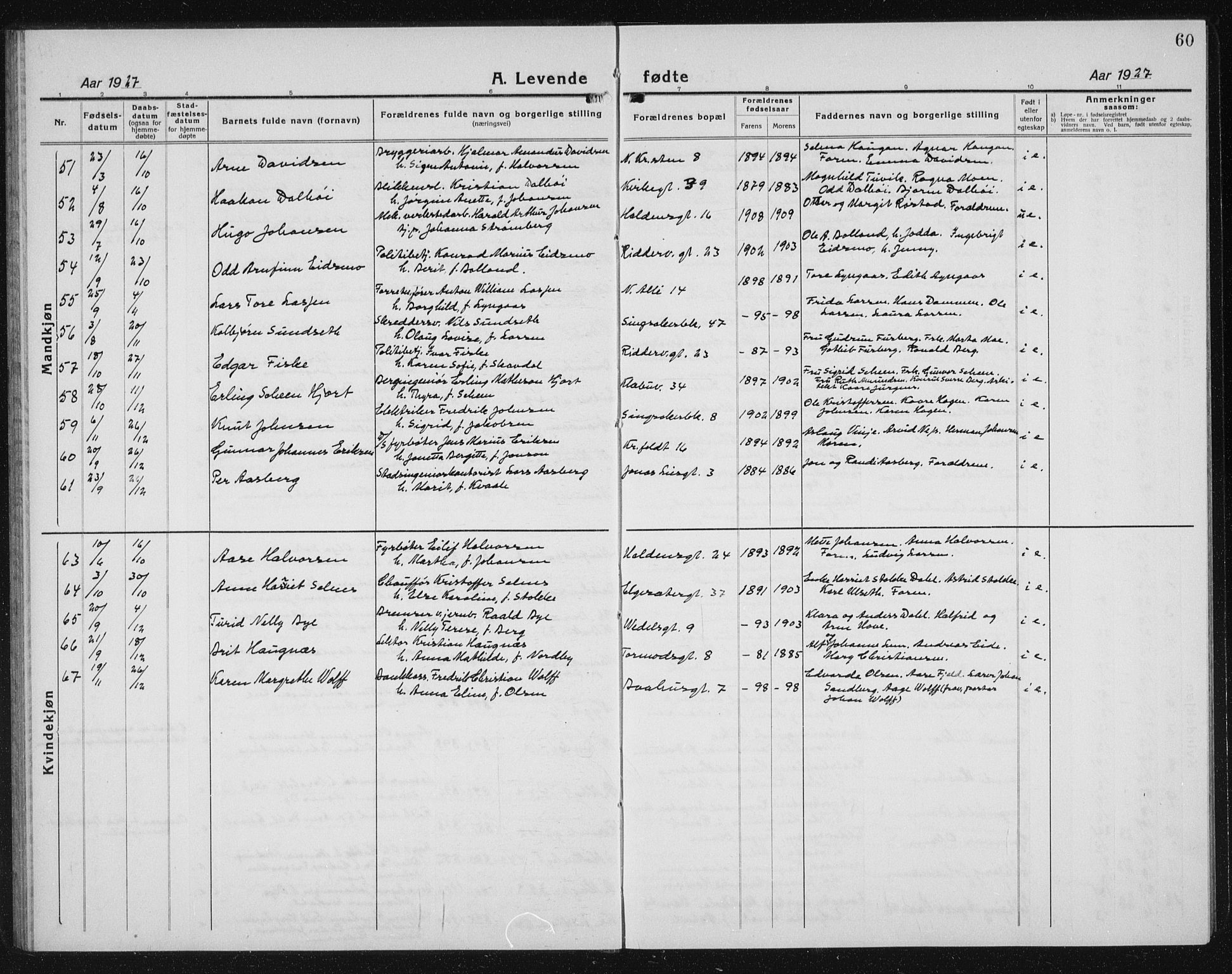 Ministerialprotokoller, klokkerbøker og fødselsregistre - Sør-Trøndelag, SAT/A-1456/604/L0227: Parish register (copy) no. 604C10, 1923-1942, p. 60