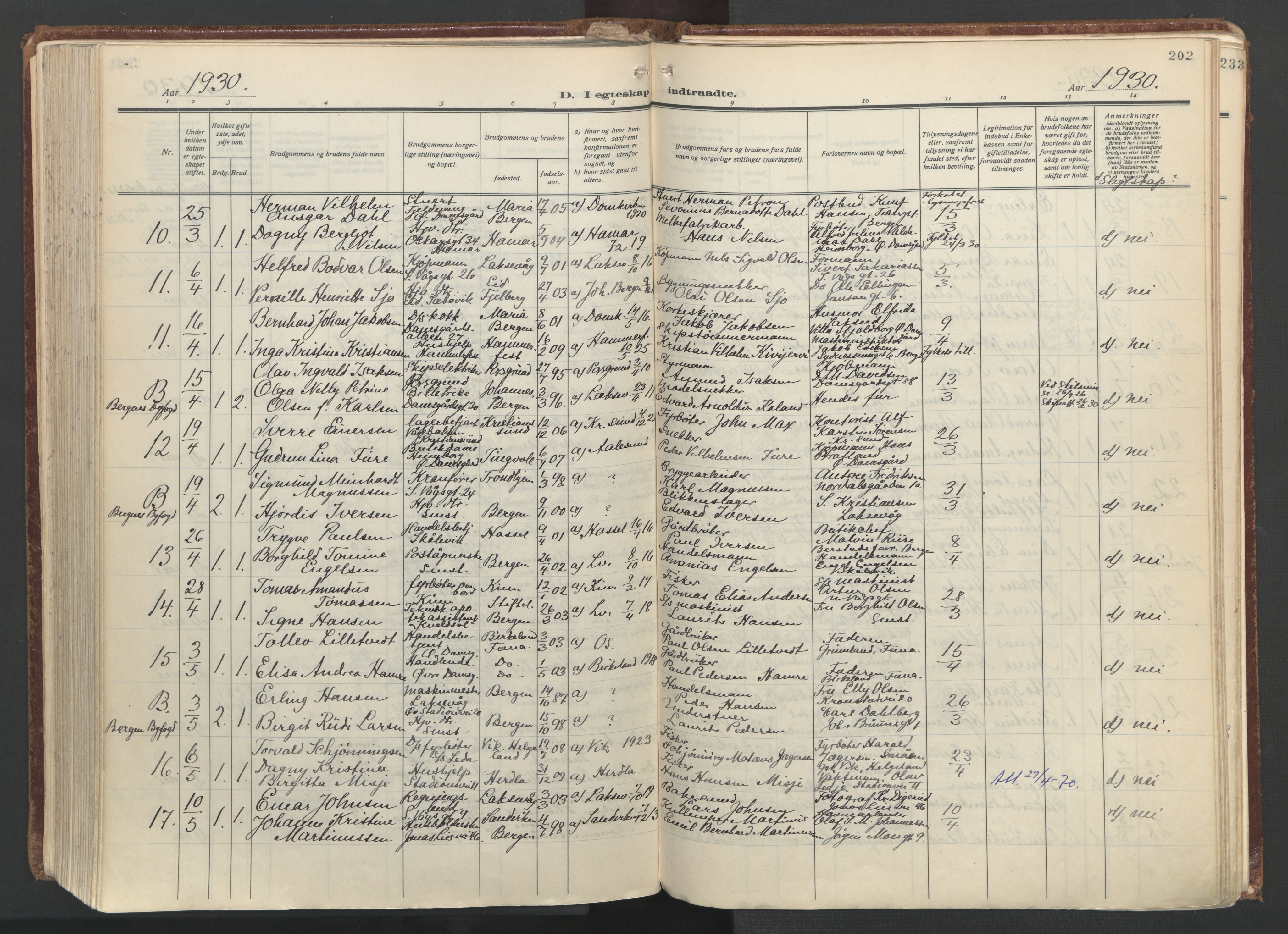 Laksevåg Sokneprestembete, SAB/A-76501/H/Ha/Haa/Haac/L0001: Parish register (official) no. C 1, 1925-1944, p. 202