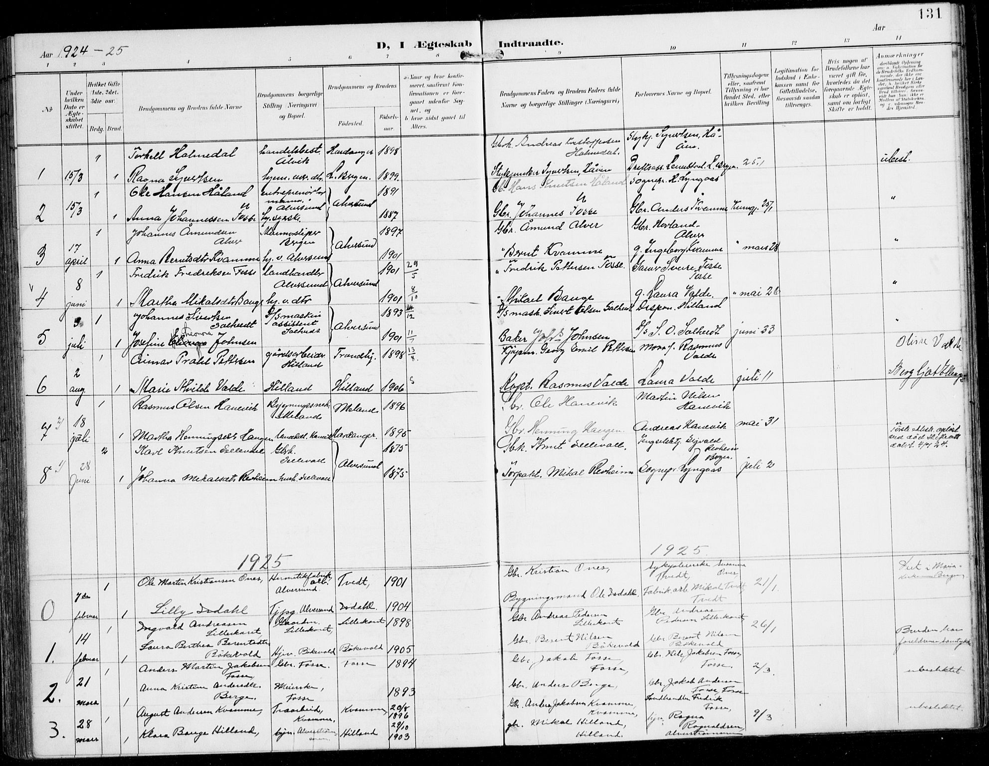 Alversund Sokneprestembete, SAB/A-73901/H/Ha/Haa/Haaa/L0003: Parish register (official) no. A 3, 1897-1926, p. 131