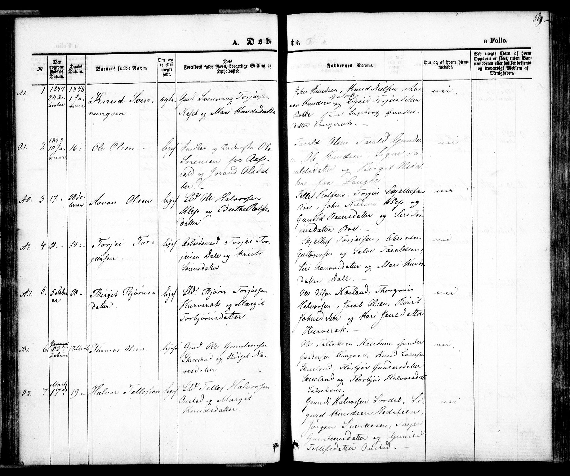 Bygland sokneprestkontor, SAK/1111-0006/F/Fa/Fab/L0004: Parish register (official) no. A 4, 1842-1858, p. 59