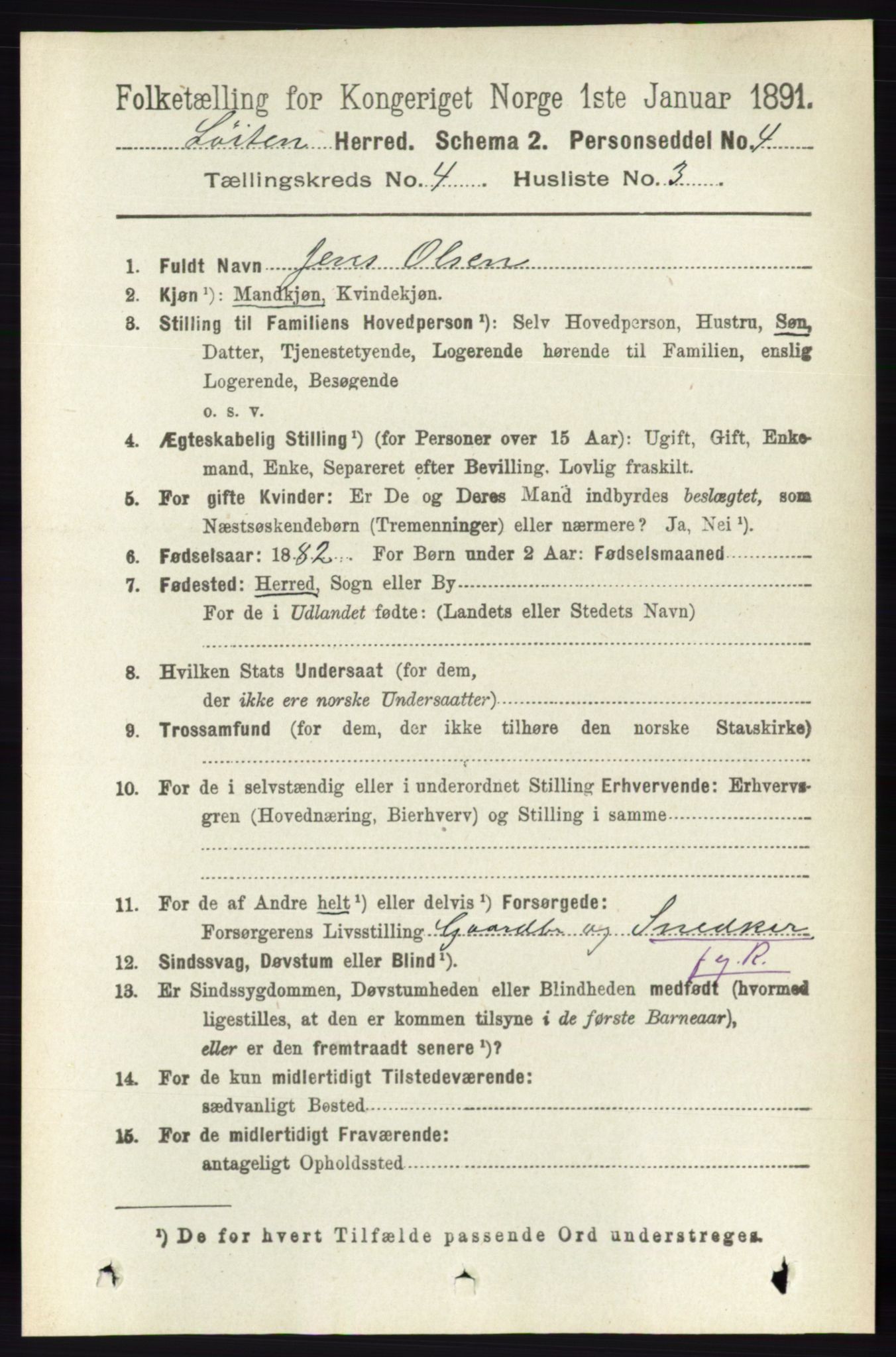 RA, 1891 census for 0415 Løten, 1891, p. 2794