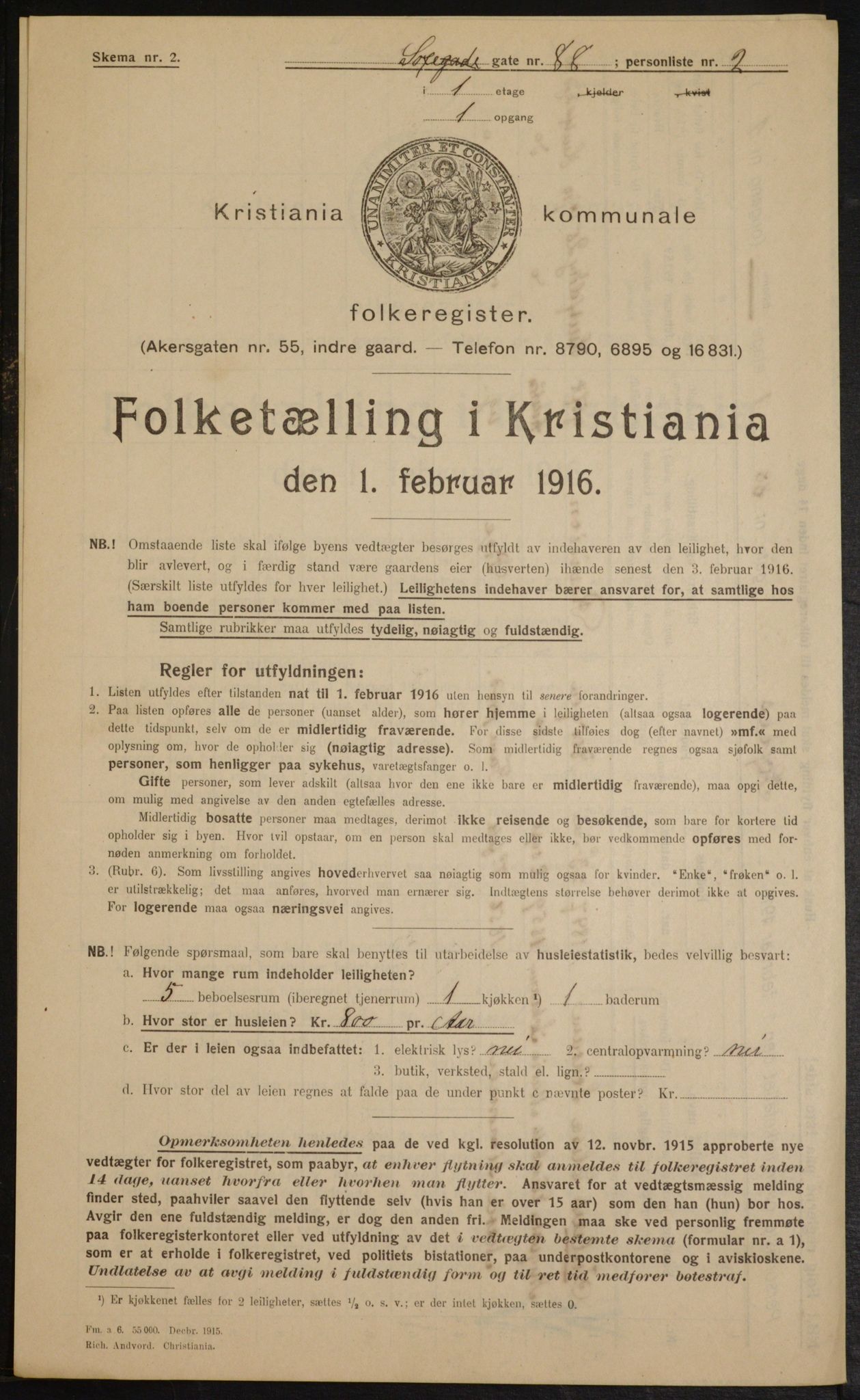 OBA, Municipal Census 1916 for Kristiania, 1916, p. 101820