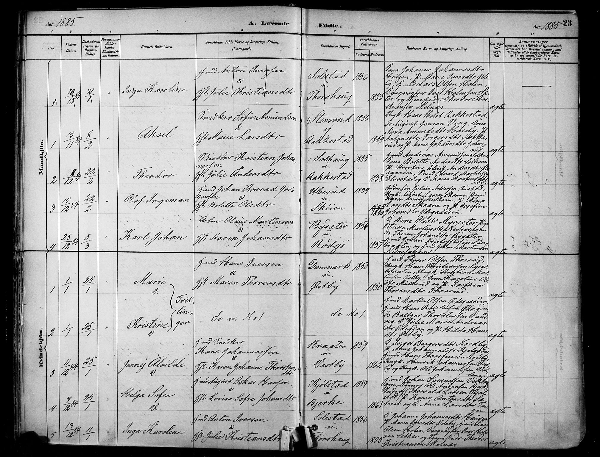 Enebakk prestekontor Kirkebøker, SAO/A-10171c/F/Fa/L0016: Parish register (official) no. I 16, 1883-1898, p. 23