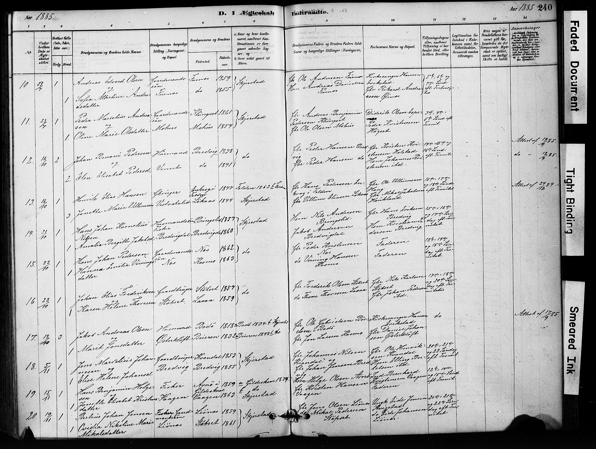 Ministerialprotokoller, klokkerbøker og fødselsregistre - Nordland, SAT/A-1459/852/L0754: Parish register (copy) no. 852C05, 1878-1894, p. 240