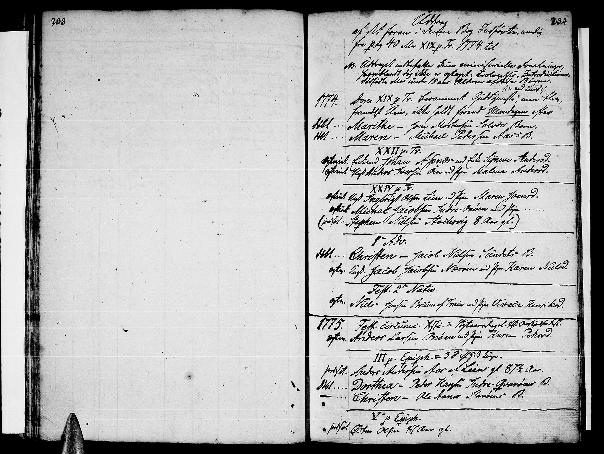 Ministerialprotokoller, klokkerbøker og fødselsregistre - Nordland, AV/SAT-A-1459/839/L0563: Parish register (official) no. 839A01 /1, 1767-1824, p. 233-234