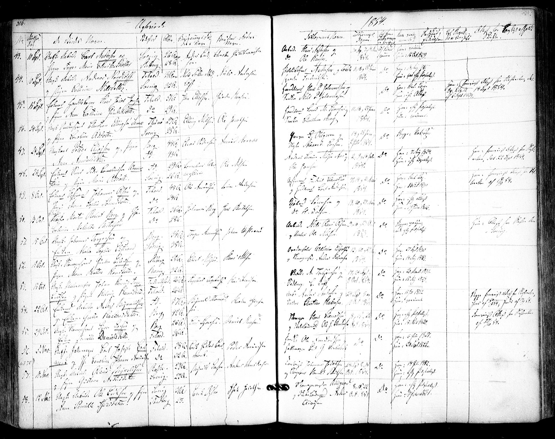 Halden prestekontor Kirkebøker, AV/SAO-A-10909/F/Fa/L0006: Parish register (official) no. I 6, 1845-1856, p. 316