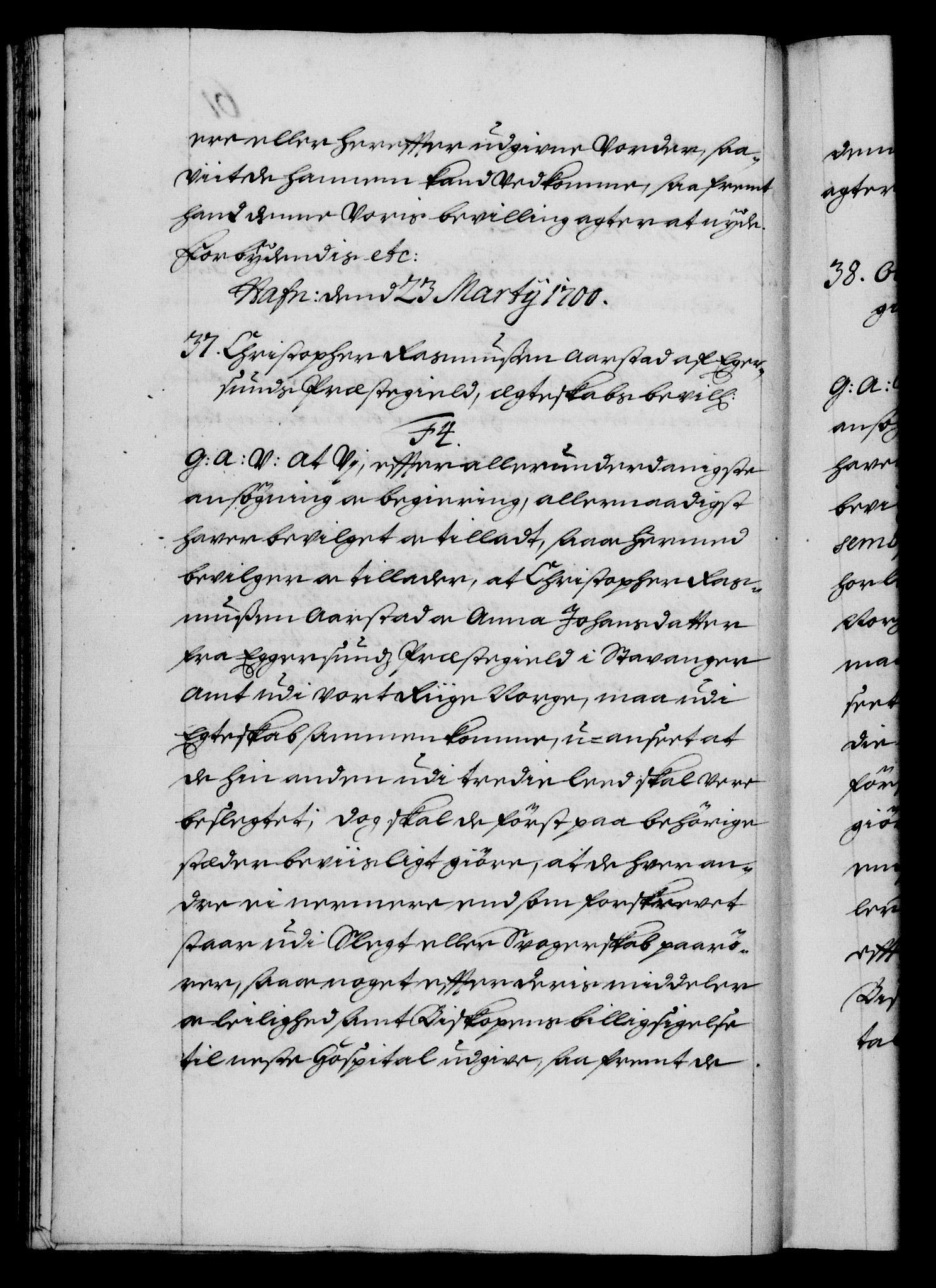 Danske Kanselli 1572-1799, AV/RA-EA-3023/F/Fc/Fca/Fcaa/L0018: Norske registre, 1699-1703, p. 61b