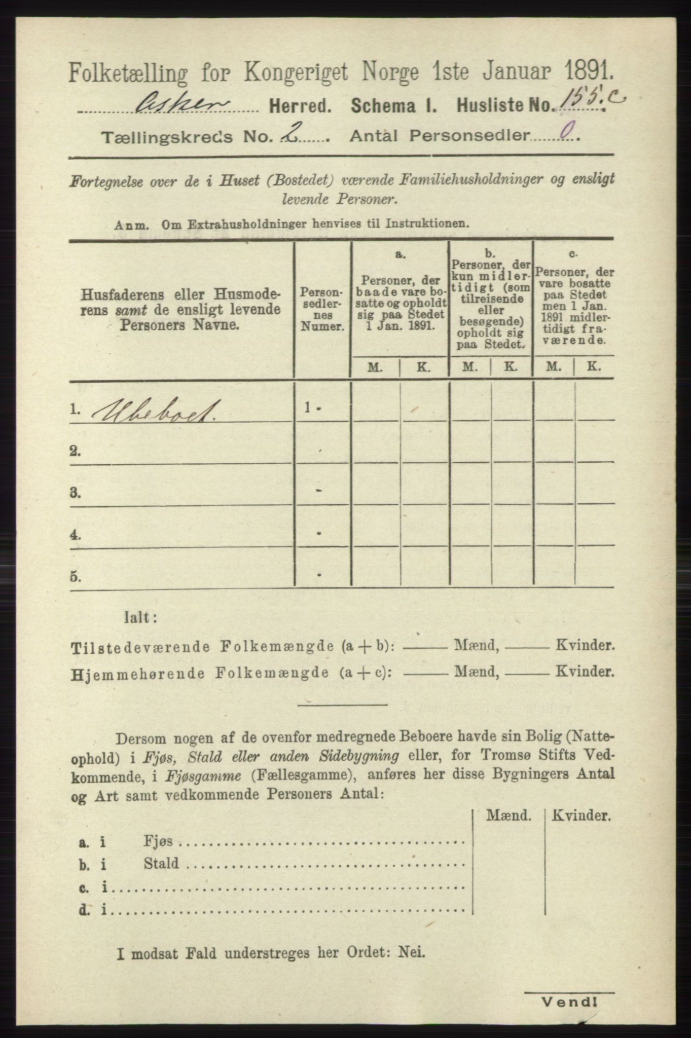 RA, 1891 census for 0220 Asker, 1891, p. 911