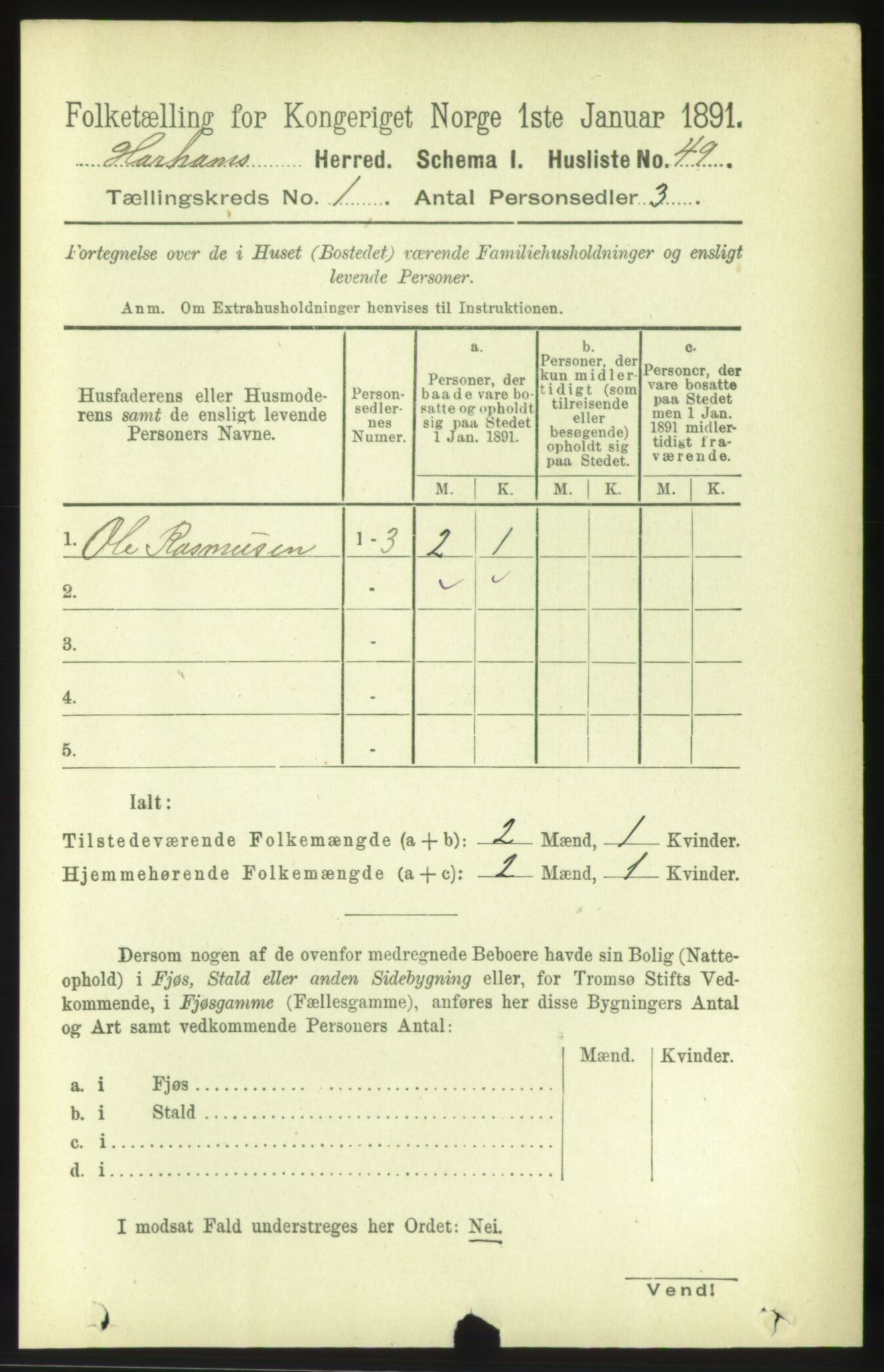 RA, 1891 census for 1534 Haram, 1891, p. 80