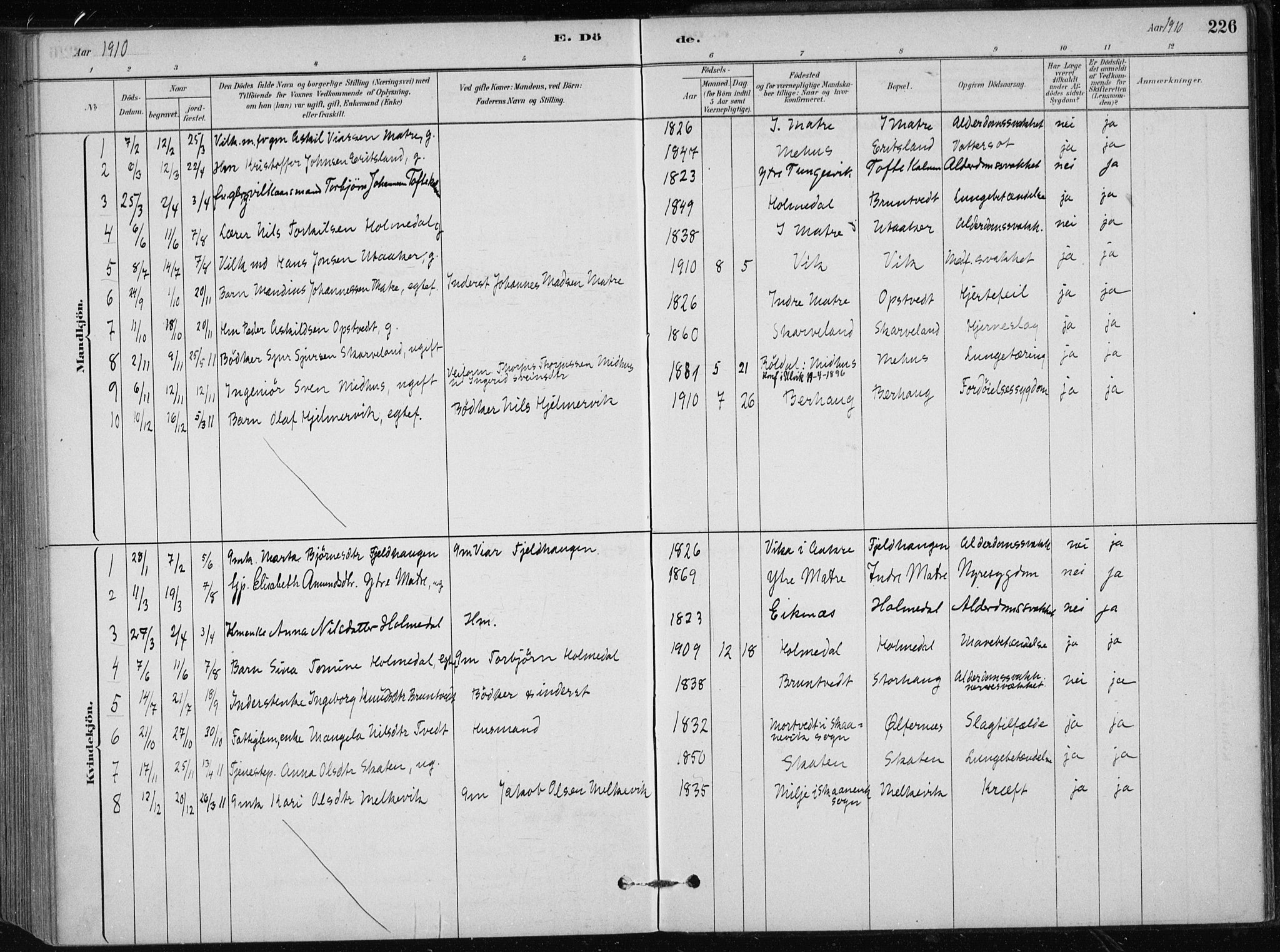 Skånevik sokneprestembete, SAB/A-77801/H/Haa: Parish register (official) no. C  1, 1879-1917, p. 226