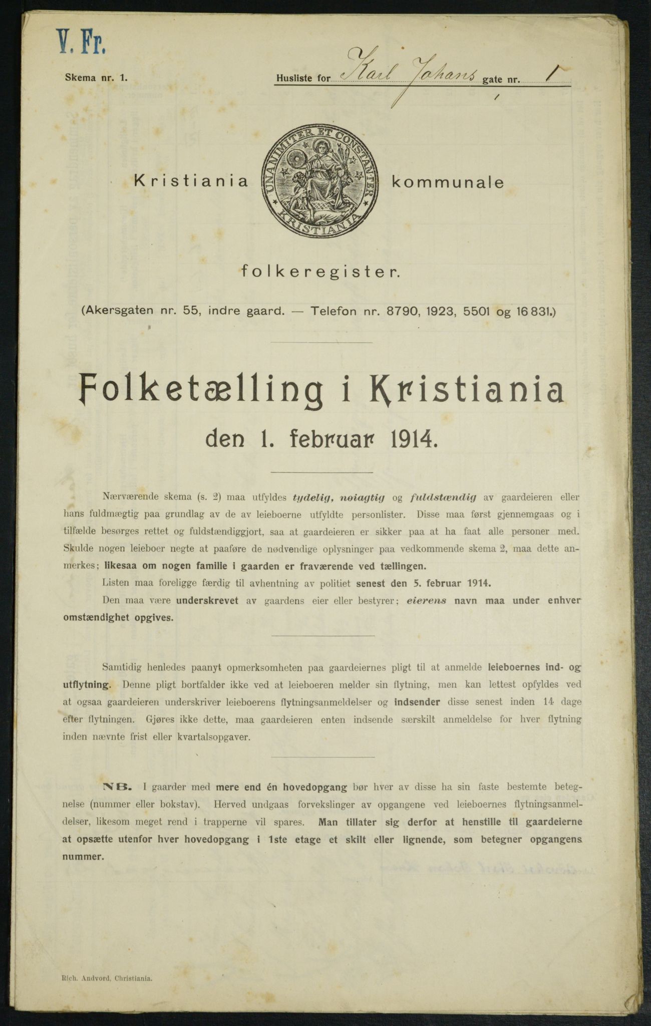 OBA, Municipal Census 1914 for Kristiania, 1914, p. 48647