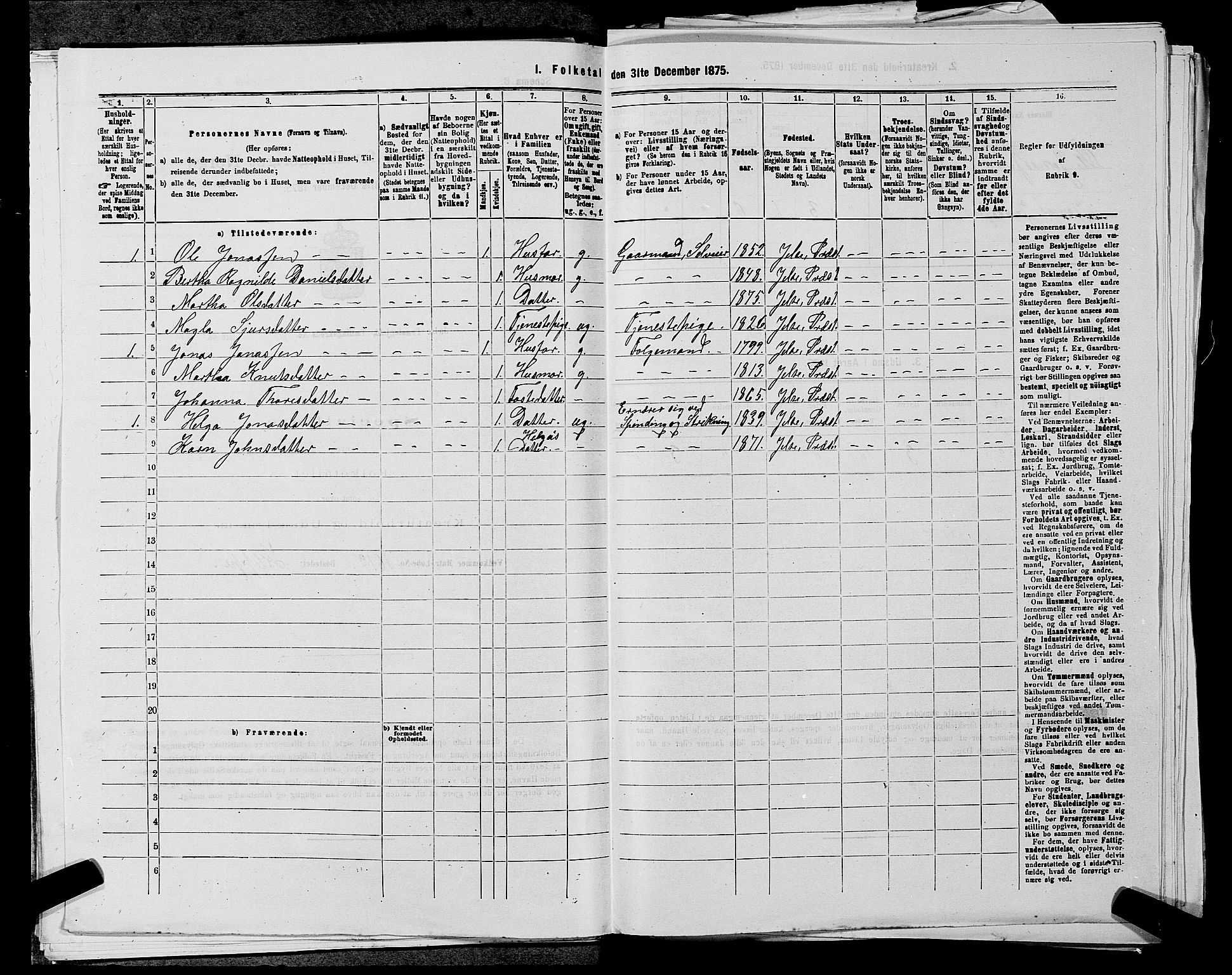 SAST, 1875 census for 1138P Jelsa, 1875, p. 730