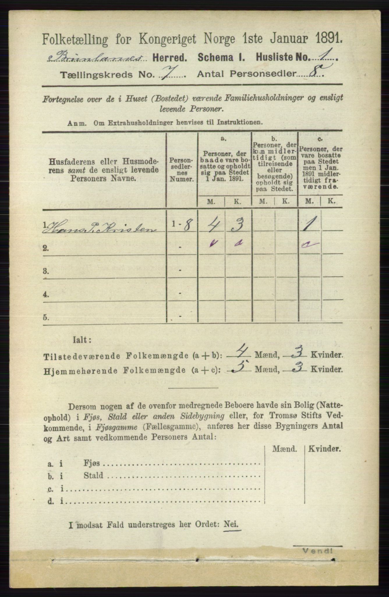 RA, 1891 census for 0726 Brunlanes, 1891, p. 2908