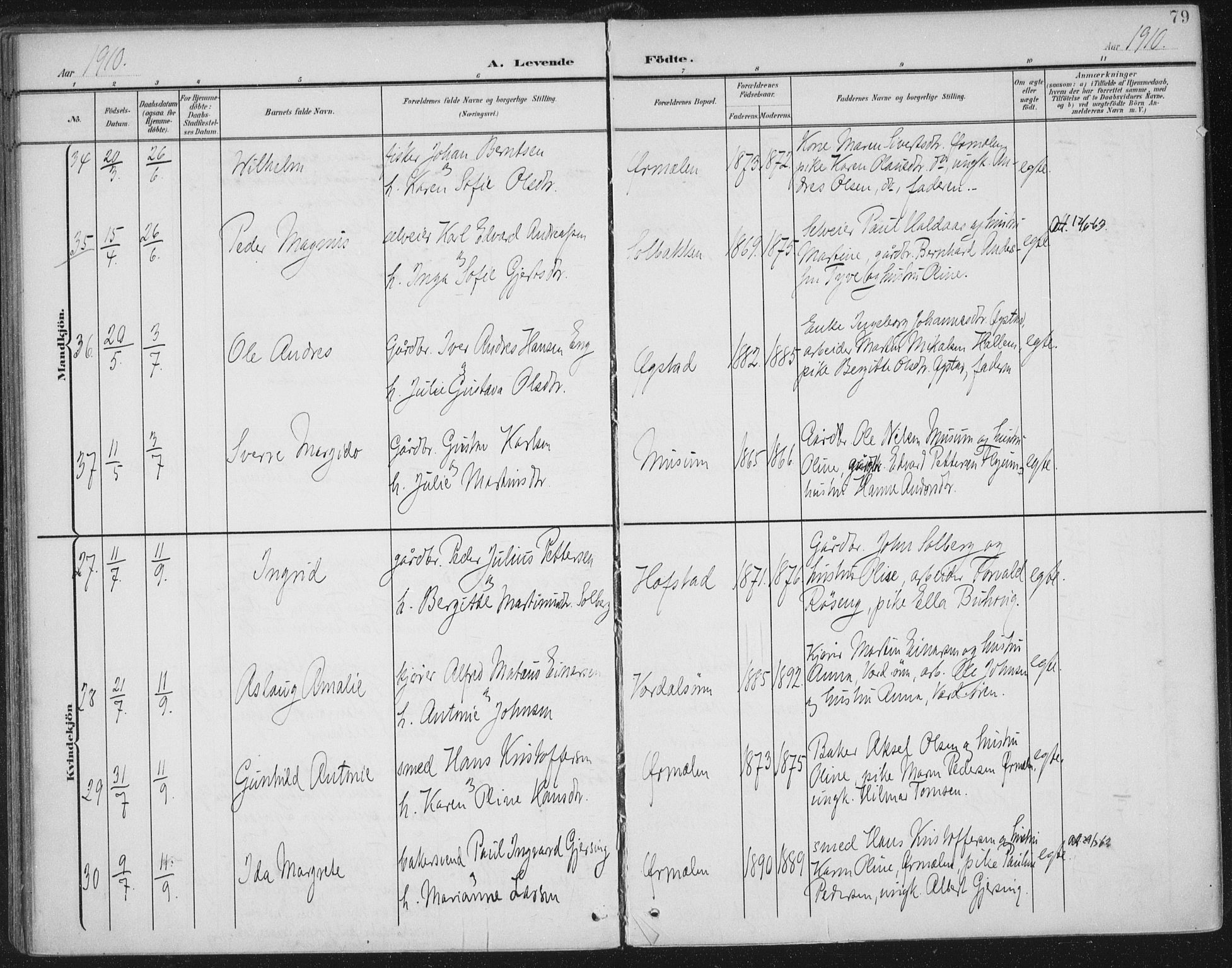 Ministerialprotokoller, klokkerbøker og fødselsregistre - Nord-Trøndelag, AV/SAT-A-1458/723/L0246: Parish register (official) no. 723A15, 1900-1917, p. 79