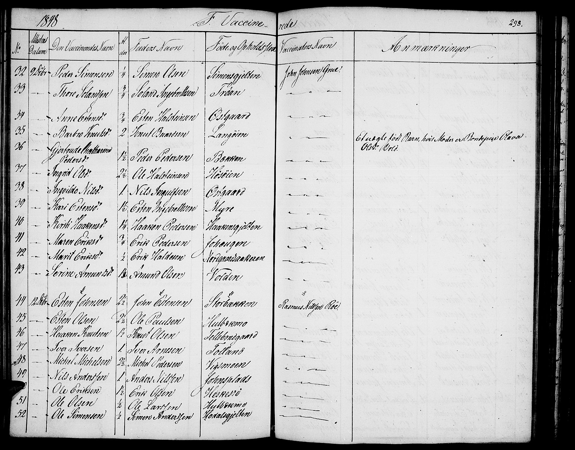 Tolga prestekontor, AV/SAH-PREST-062/K/L0005: Parish register (official) no. 5, 1836-1852, p. 298