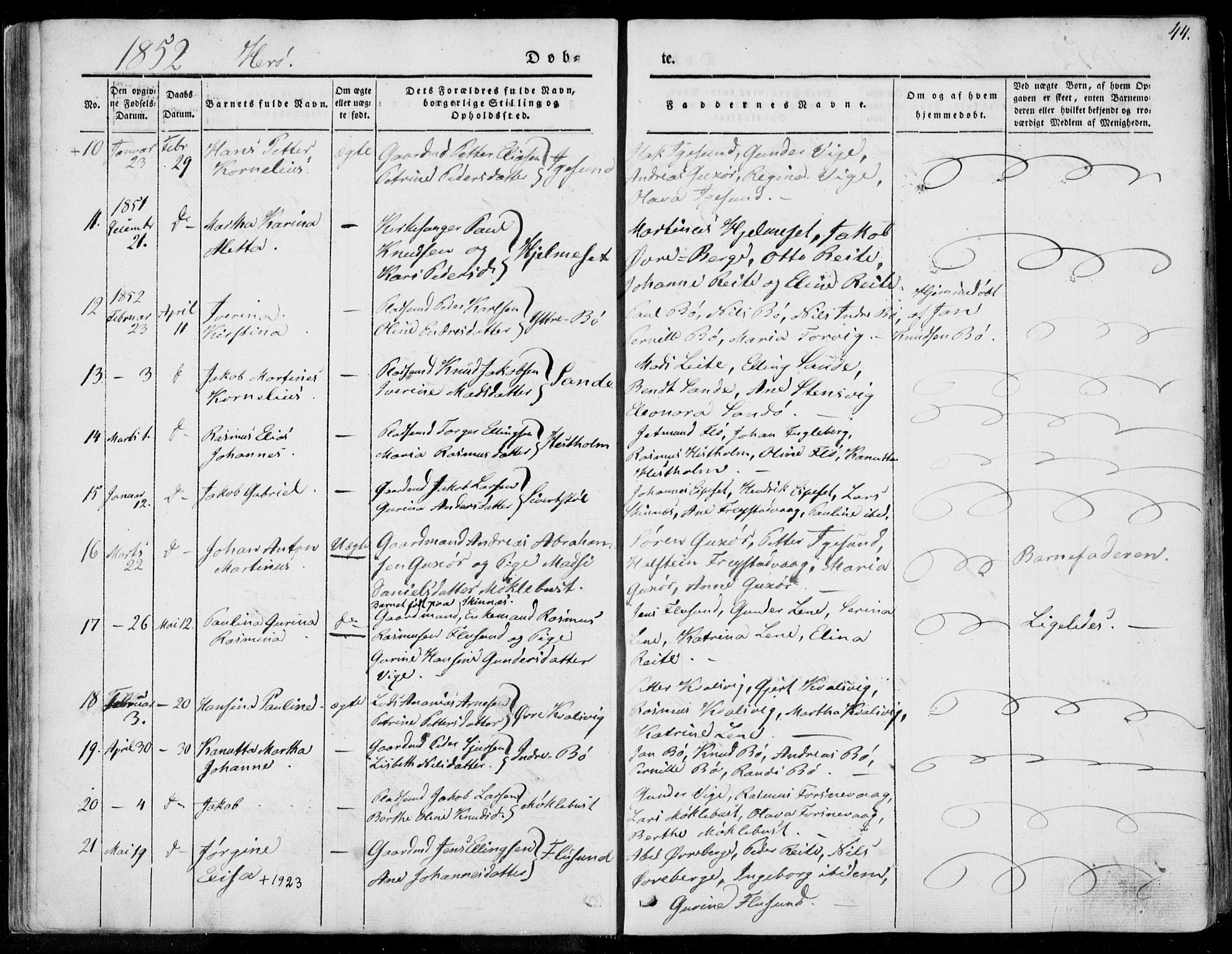 Ministerialprotokoller, klokkerbøker og fødselsregistre - Møre og Romsdal, SAT/A-1454/507/L0070: Parish register (official) no. 507A05, 1842-1873, p. 44