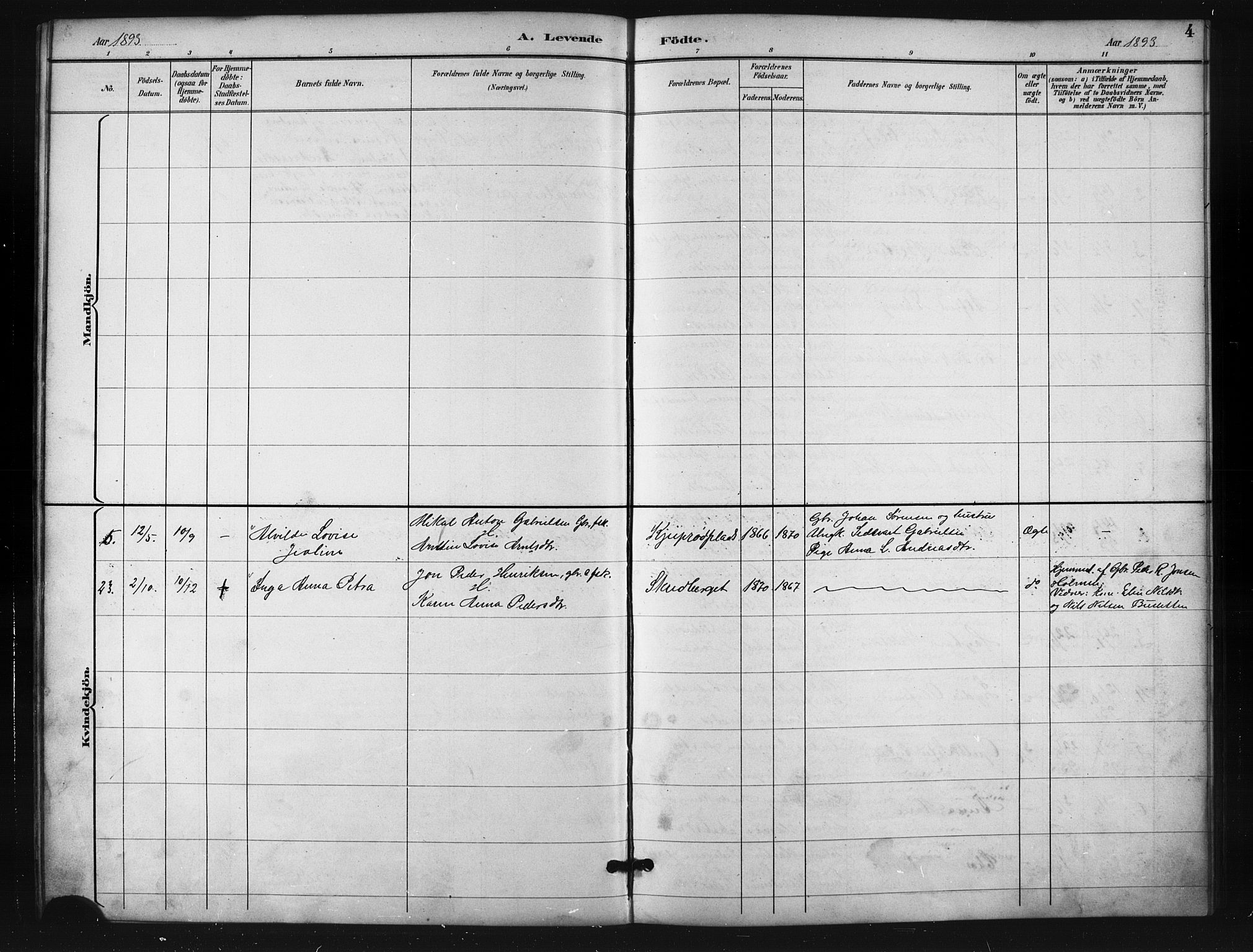 Salangen sokneprestembete, SATØ/S-1324/H/Ha/L0001klokker: Parish register (copy) no. 1, 1893-1910, p. 4