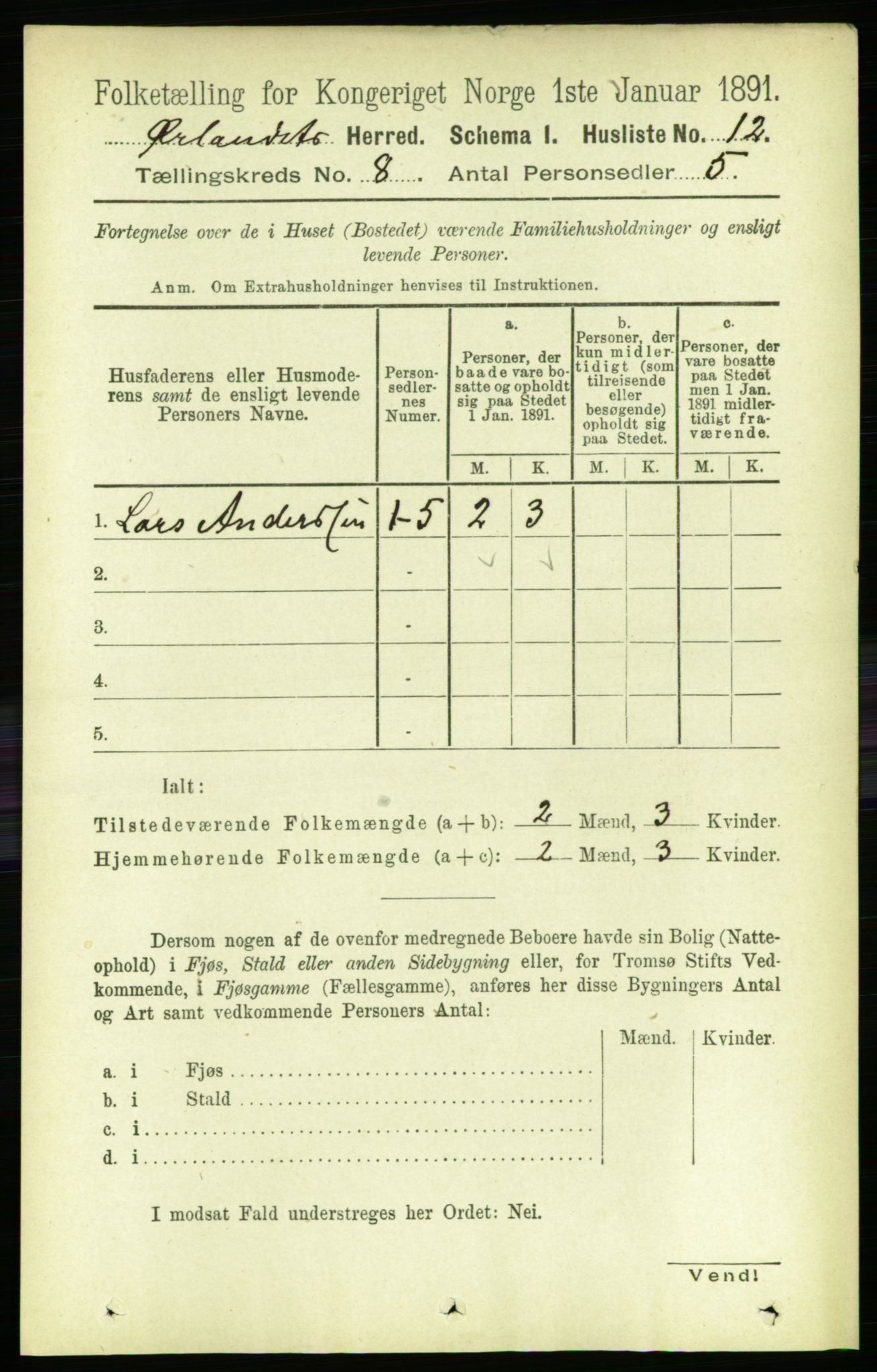 RA, 1891 census for 1621 Ørland, 1891, p. 3109