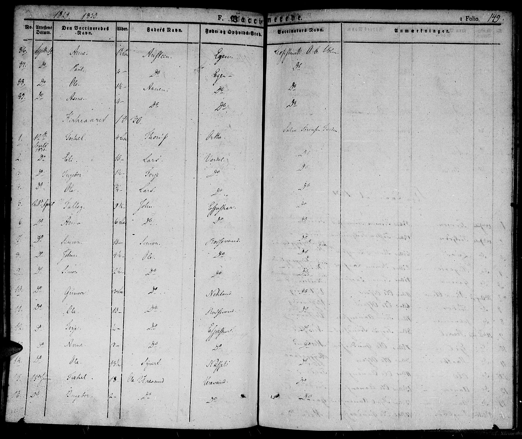 Hægebostad sokneprestkontor, AV/SAK-1111-0024/F/Fa/Fab/L0001: Parish register (official) no. A 1, 1823-1867, p. 149