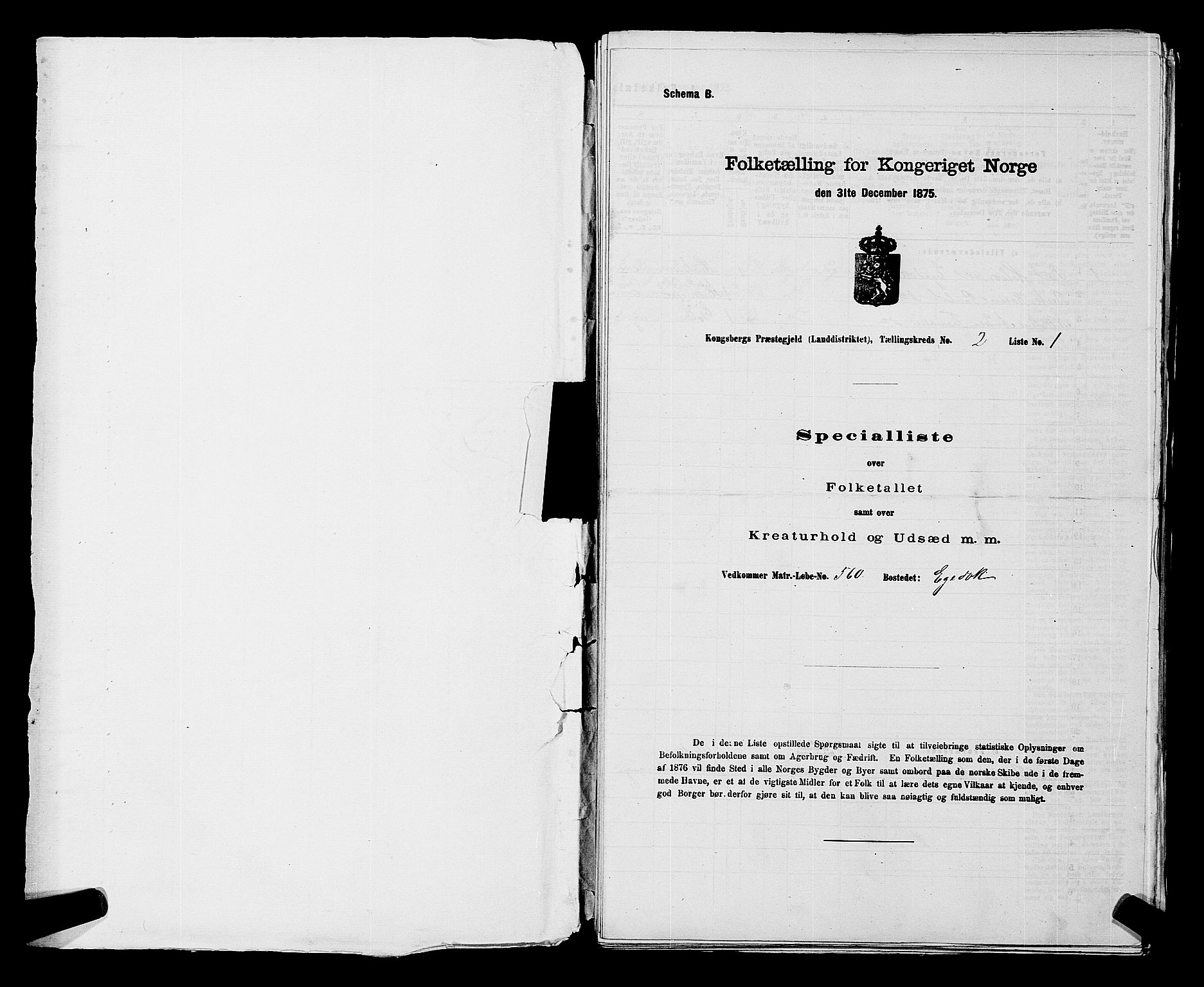 SAKO, 1875 census for 0692L Kongsberg/Kongsberg, 1875, p. 57