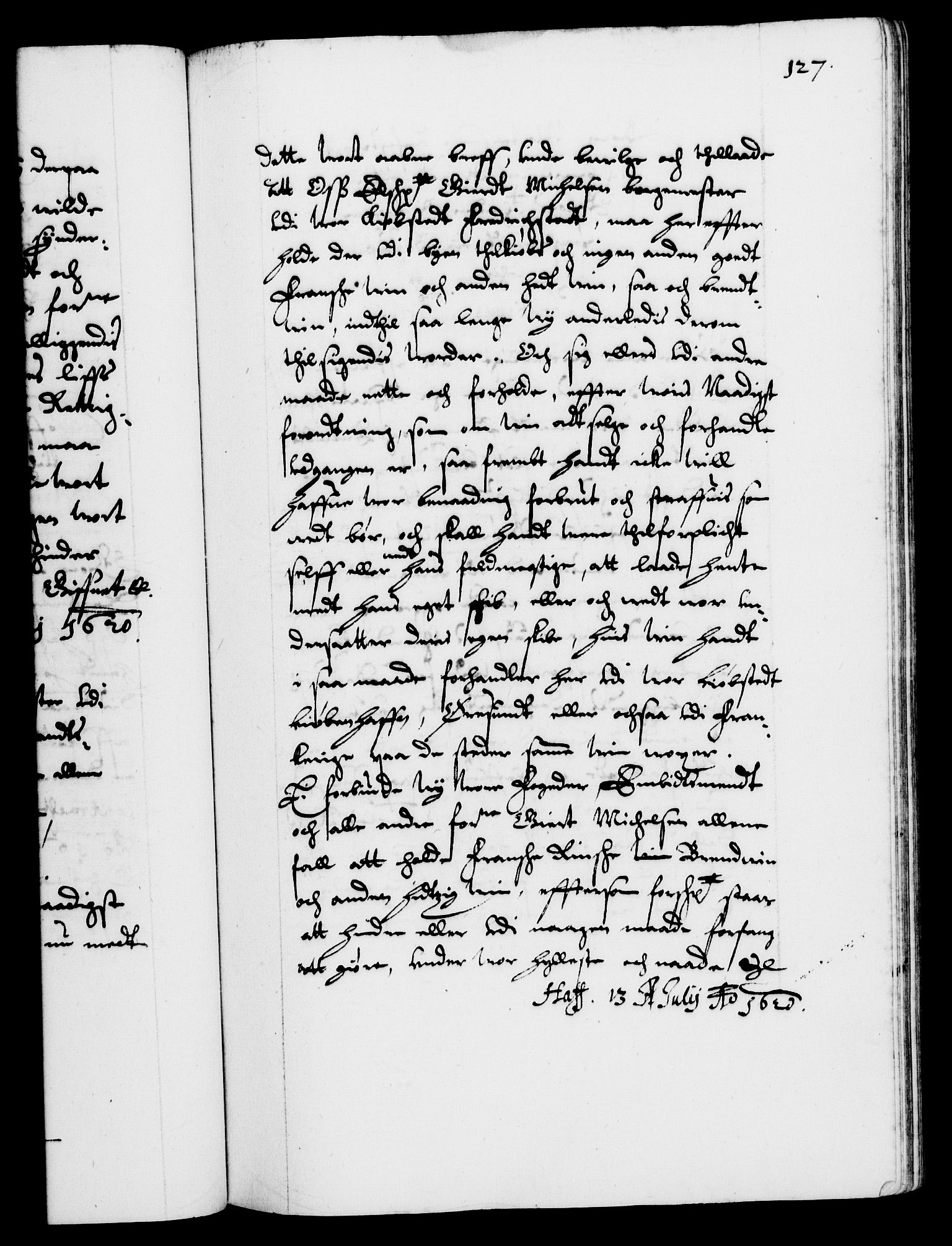 Danske Kanselli 1572-1799, RA/EA-3023/F/Fc/Fca/Fcaa/L0004: Norske registre (mikrofilm), 1617-1630, p. 127a