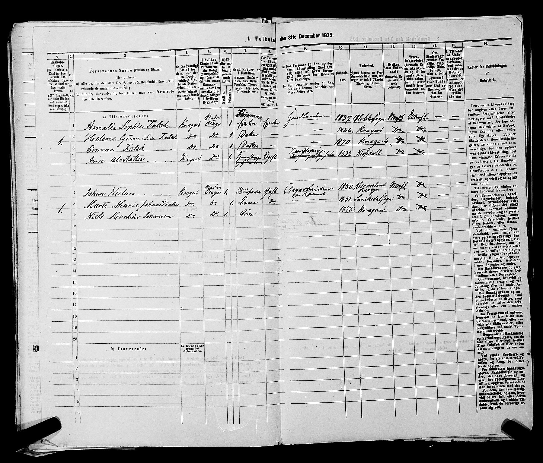 SAKO, 1875 census for 0801P Kragerø, 1875, p. 610