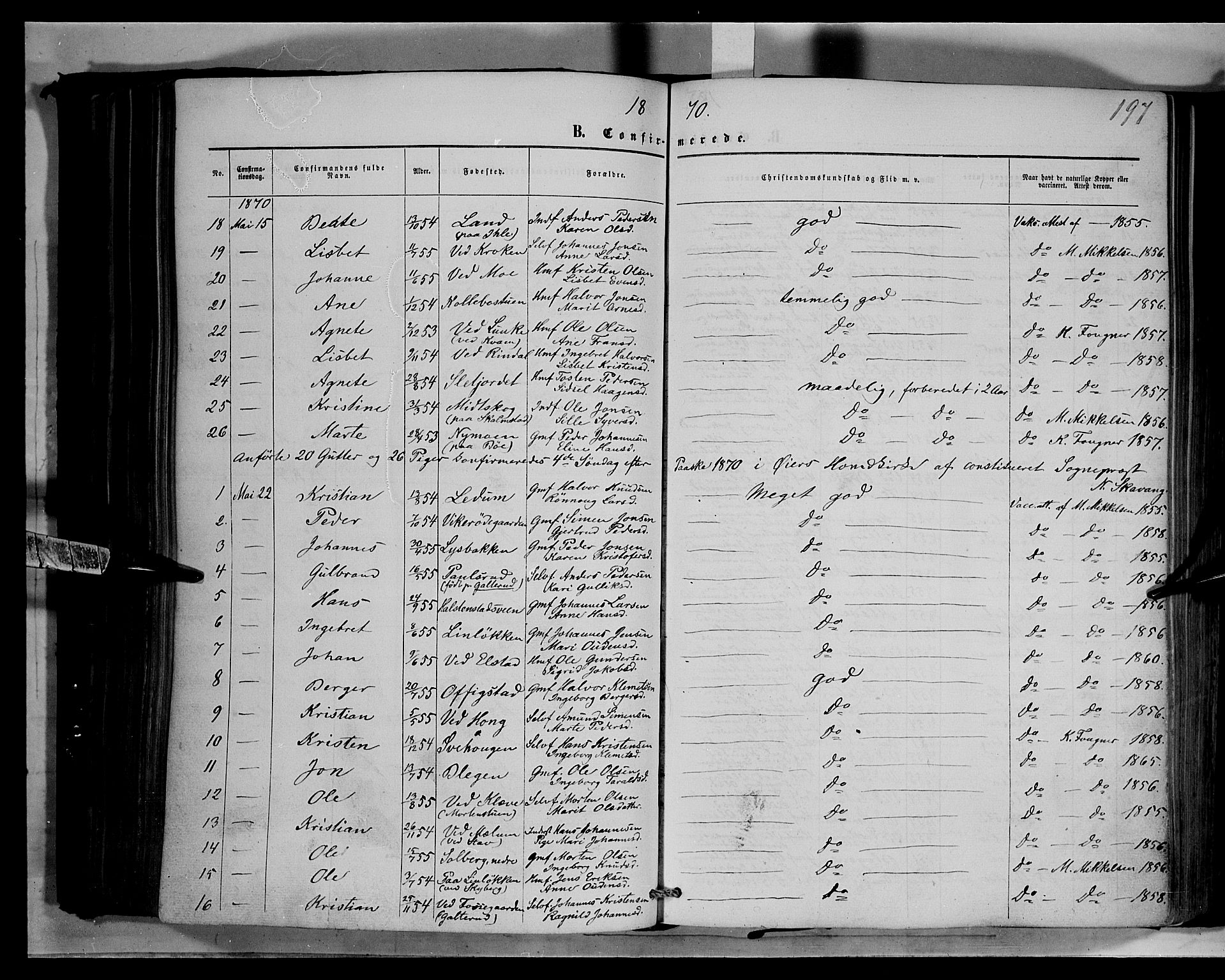 Øyer prestekontor, AV/SAH-PREST-084/H/Ha/Haa/L0006: Parish register (official) no. 6, 1858-1874, p. 197