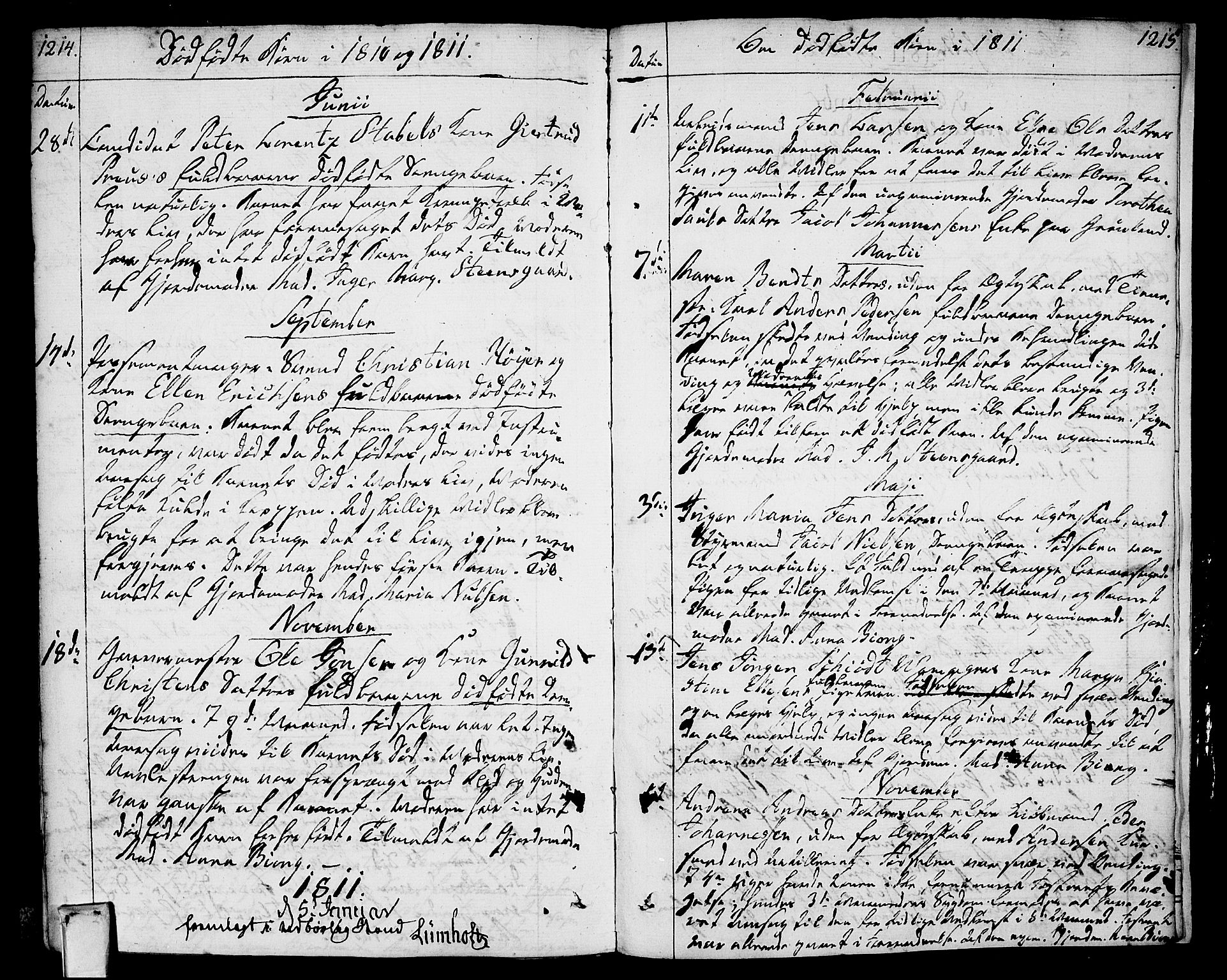 Oslo domkirke Kirkebøker, SAO/A-10752/F/Fa/L0006: Parish register (official) no. 6, 1807-1817, p. 1214-1215