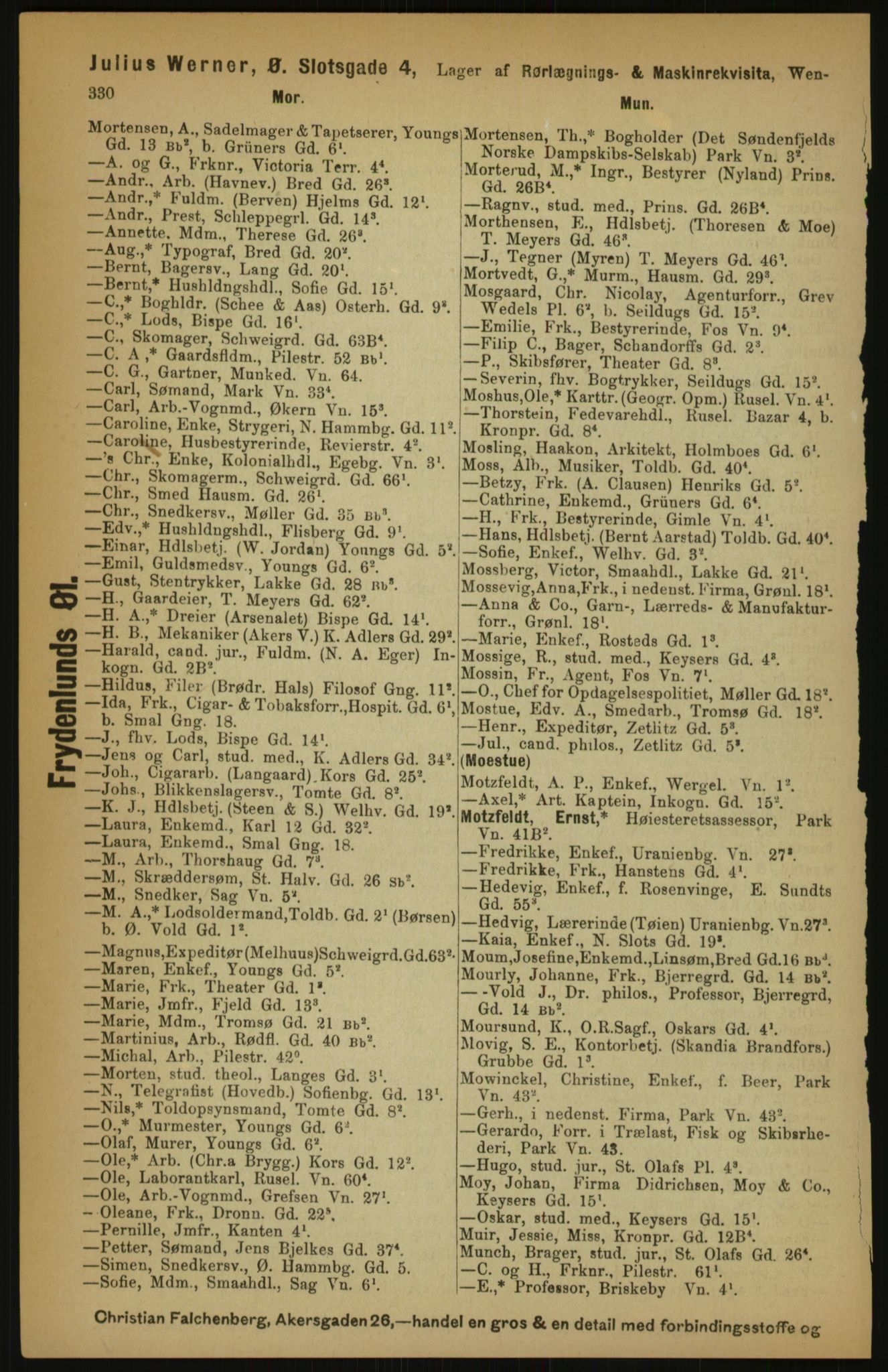 Kristiania/Oslo adressebok, PUBL/-, 1891, p. 330