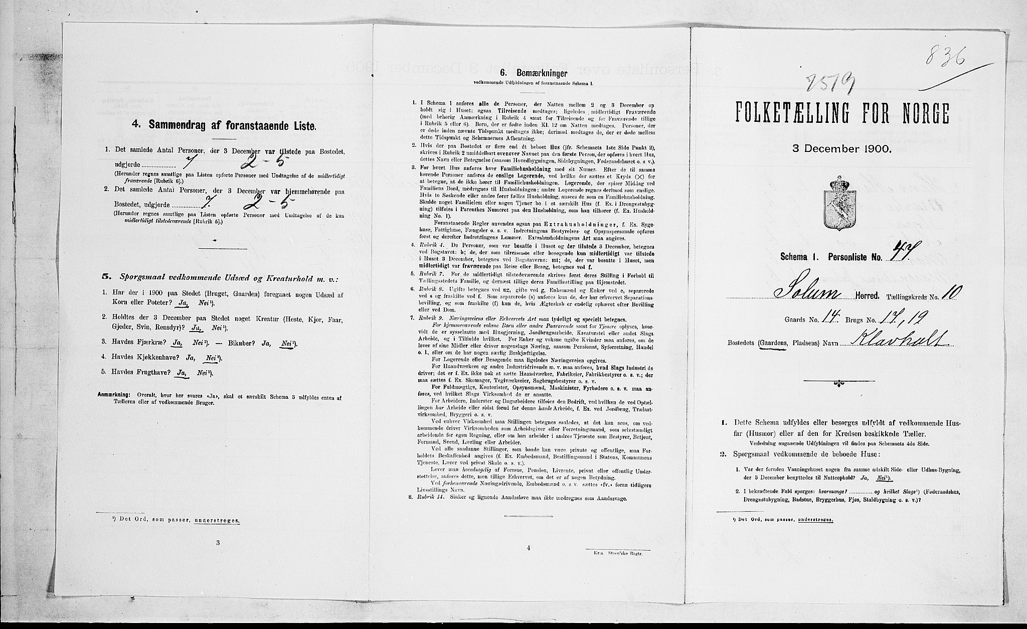 SAKO, 1900 census for Solum, 1900, p. 129