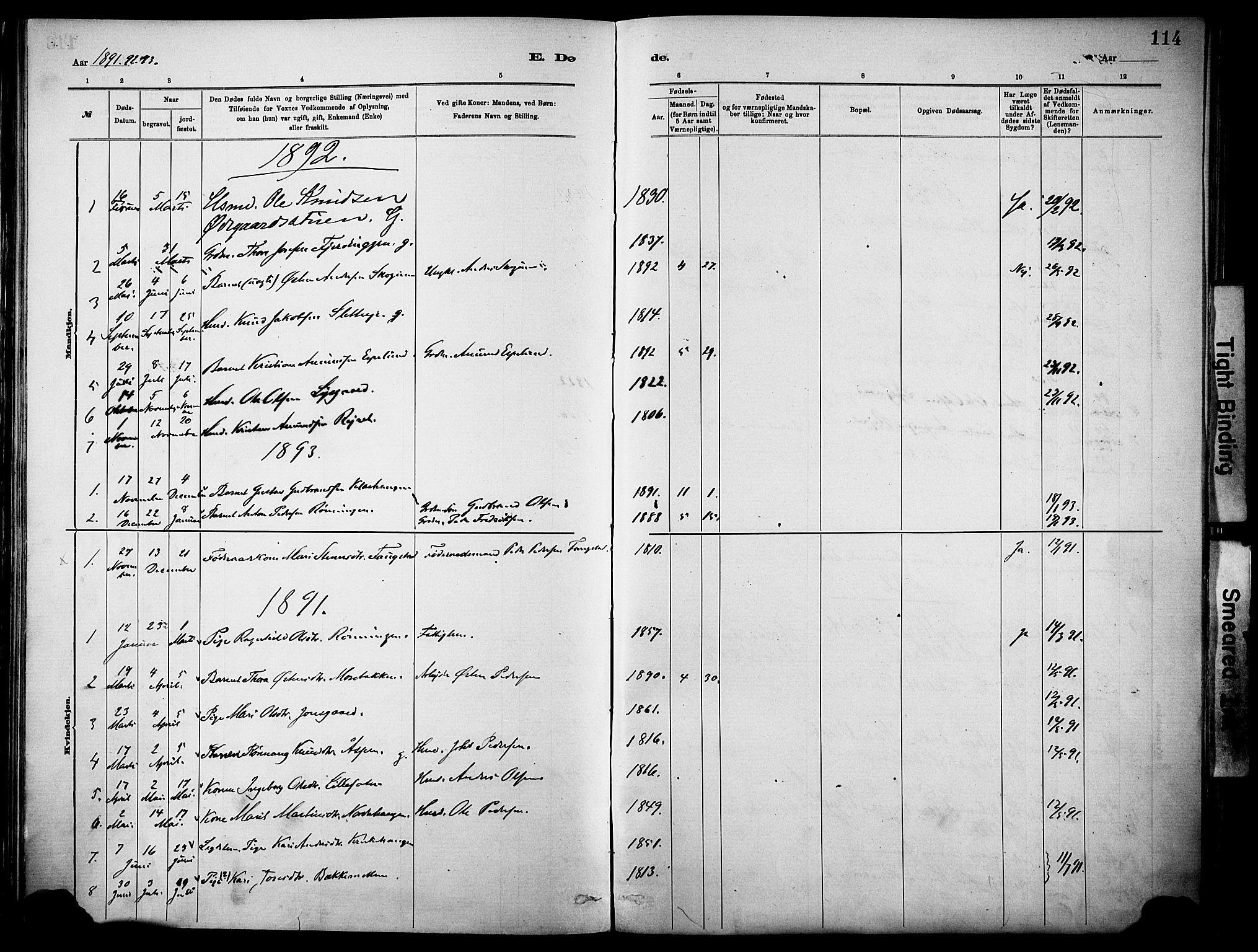 Vågå prestekontor, SAH/PREST-076/H/Ha/Haa/L0010: Parish register (official) no. 10, 1887-1904, p. 114