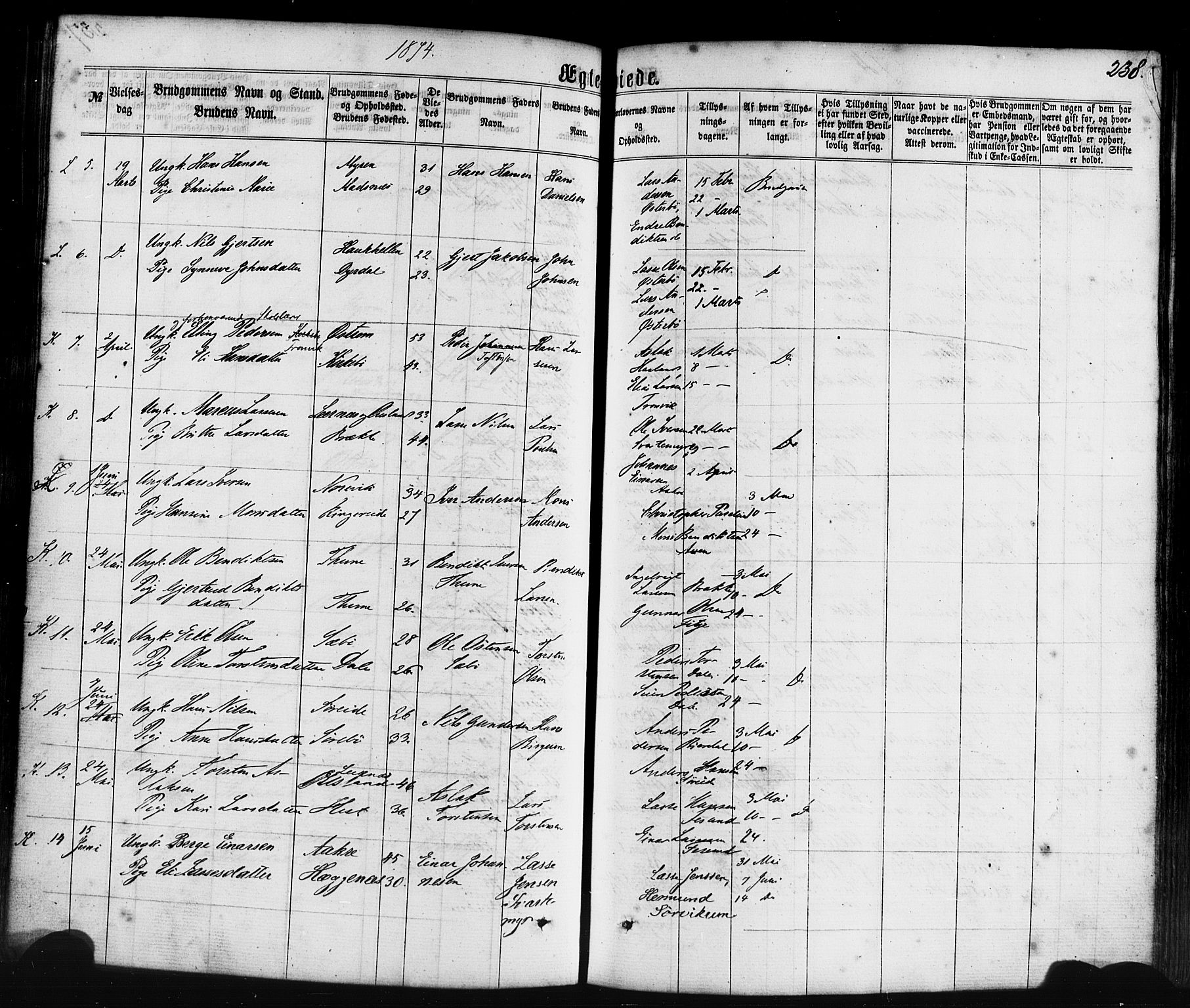 Lavik sokneprestembete, AV/SAB-A-80901: Parish register (official) no. A 4, 1864-1881, p. 238